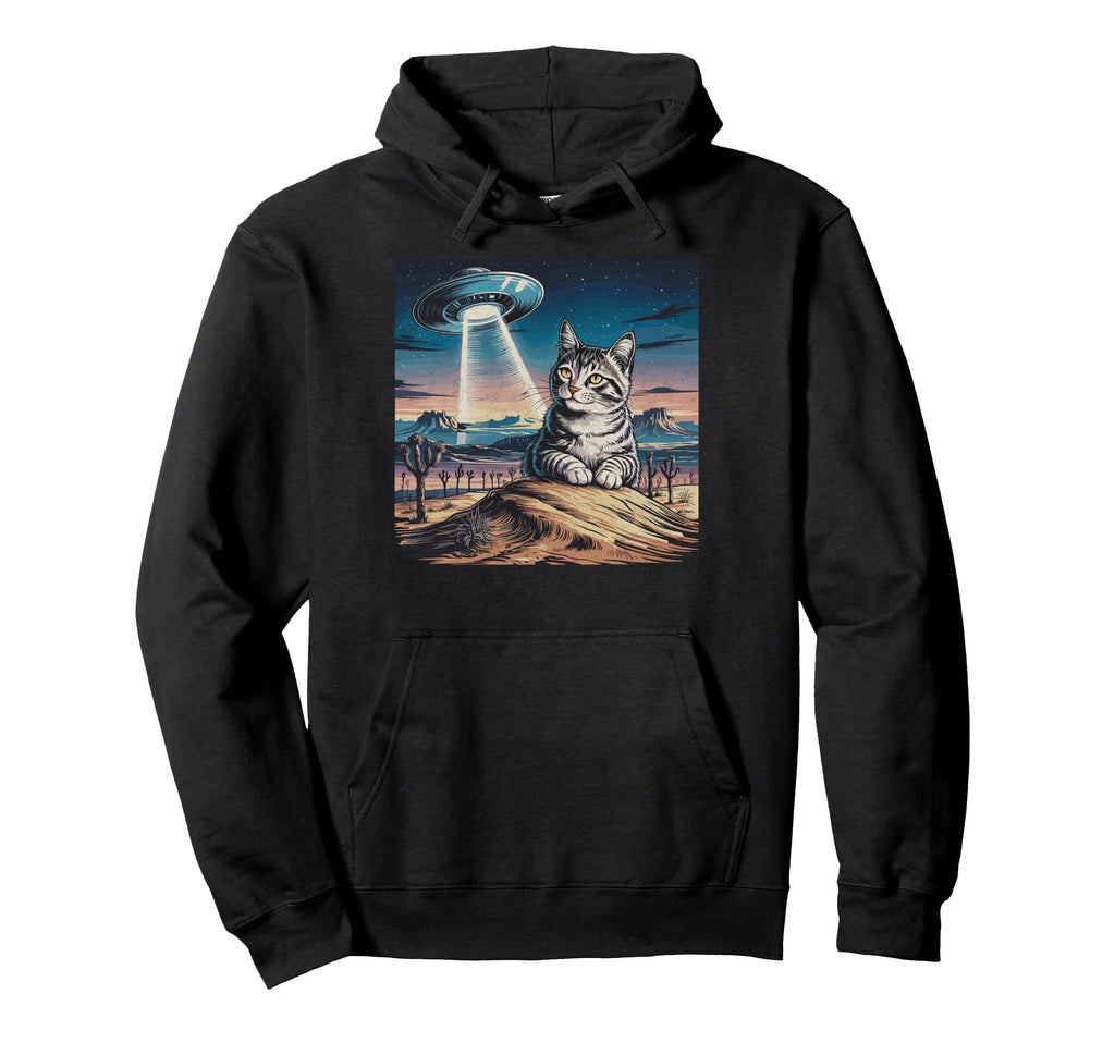 Funny Cat Western Ufo Cowboy Cat Hoodie - Streetwear Style Unisex - T-Shirt, Sweatshirt, Hoodie