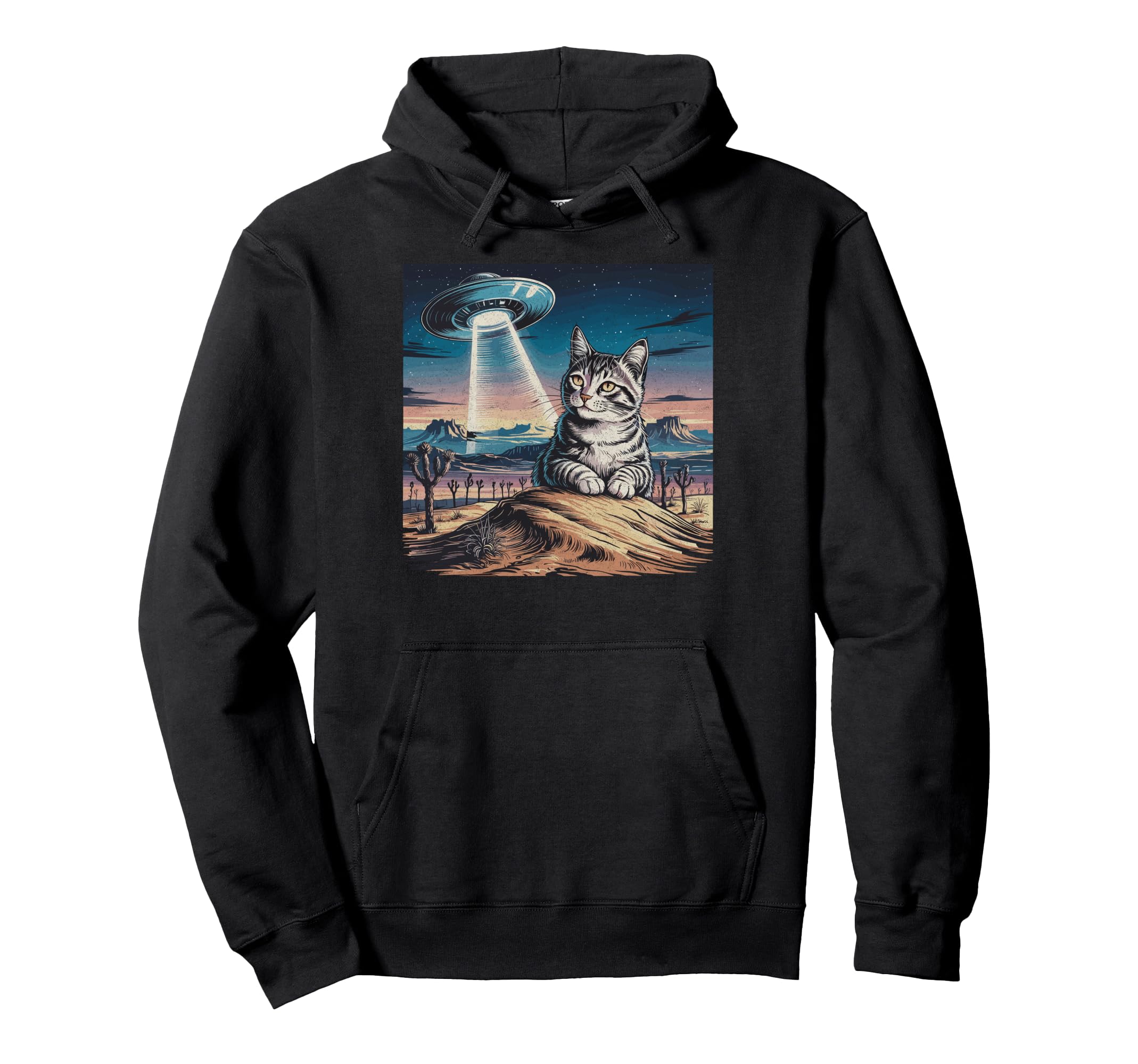 Funny Cat Western Ufo Cowboy Cat Hoodie - Streetwear Style Unisex - T-Shirt, Sweatshirt, Hoodie