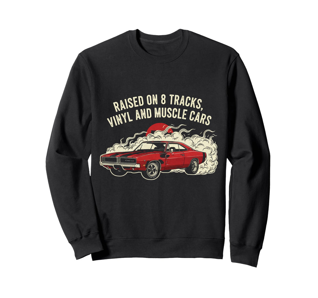 Raised Vinyl And V8S 70 Charger Sweatshirt - Fun Novelty Design for Adults - T-Shirt, Sweatshirt, Hoodie