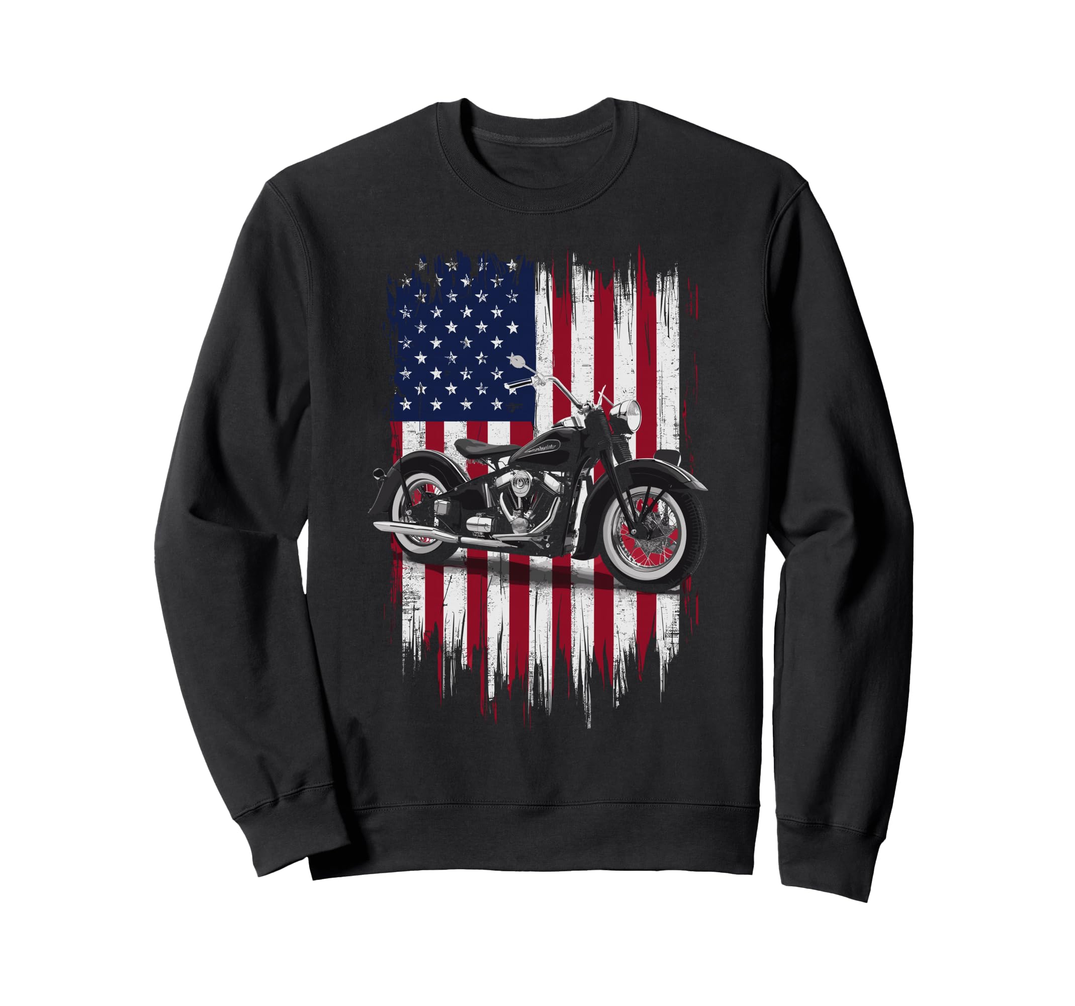 Patriotic Motorcycle Usa Flag Biker Sweatshirt - Novelty Apparel Unisex - T-Shirt, Sweatshirt, Hoodie