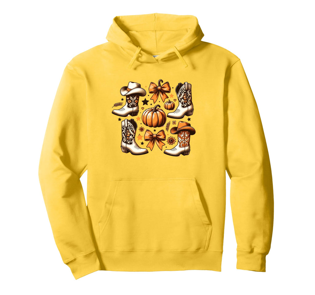 Fall Coquette Bow Pumpkin Western Hoodie - Casual Everyday Wear Men Women - T-Shirt, Sweatshirt, Hoodie