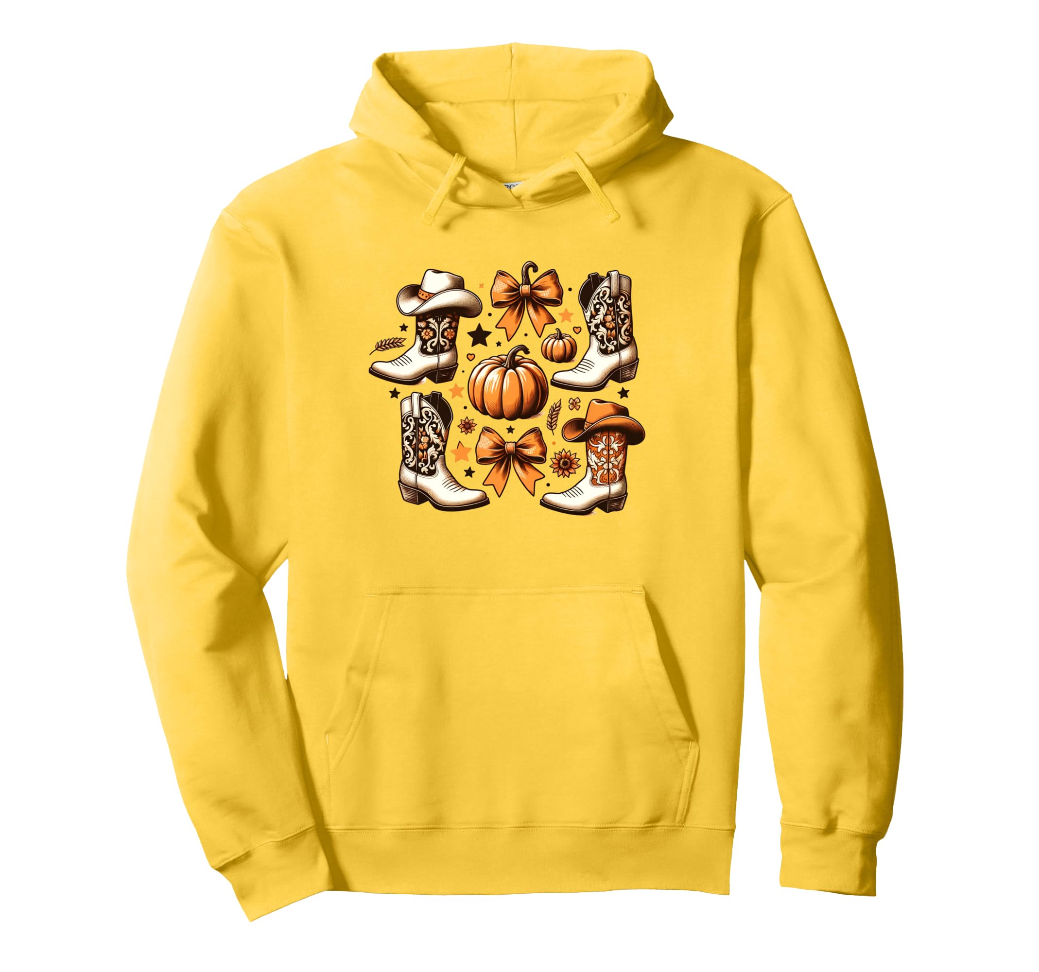 Fall Coquette Bow Pumpkin Western Hoodie - Casual Everyday Wear Men Women - T-Shirt, Sweatshirt, Hoodie