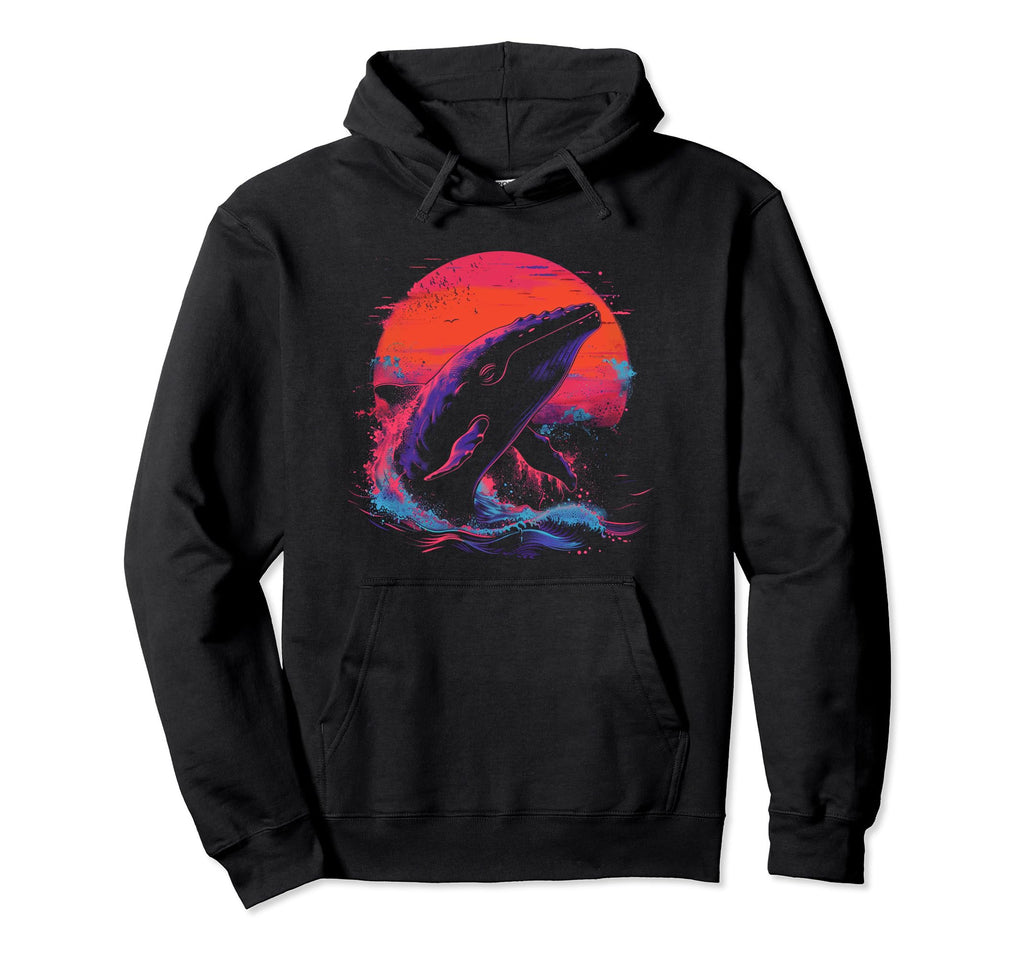 Whale Vaporwave Aesthetic Synthwave 80S Hoodie - Graphic Print for Adults - T-Shirt, Sweatshirt, Hoodie