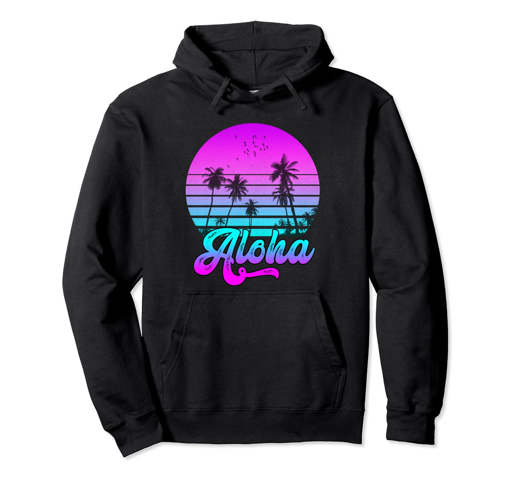 Aloha Hawaii Palm Tree Tropical Sunset Hoodie - Novelty Apparel Men Women - T-Shirt, Sweatshirt, Hoodie