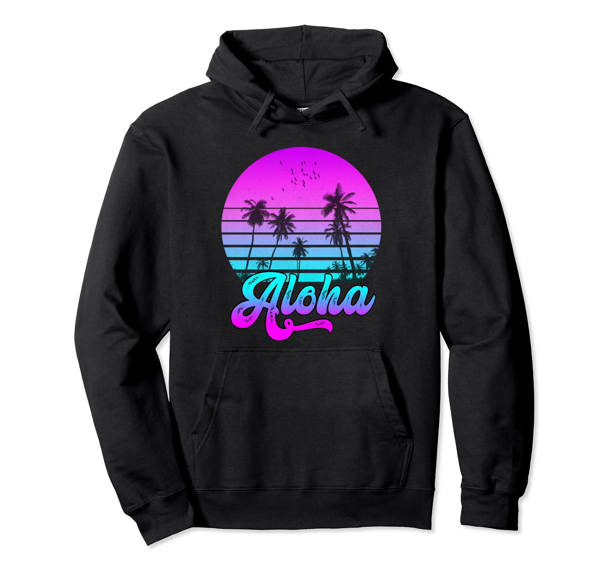 Aloha Hawaii Palm Tree Tropical Sunset Hoodie - Novelty Apparel Men Women - T-Shirt, Sweatshirt, Hoodie
