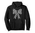 Checkered Coquette Bow Flag Car Racing Hoodie - Novelty Apparel Unisex - T-Shirt, Sweatshirt, Hoodie
