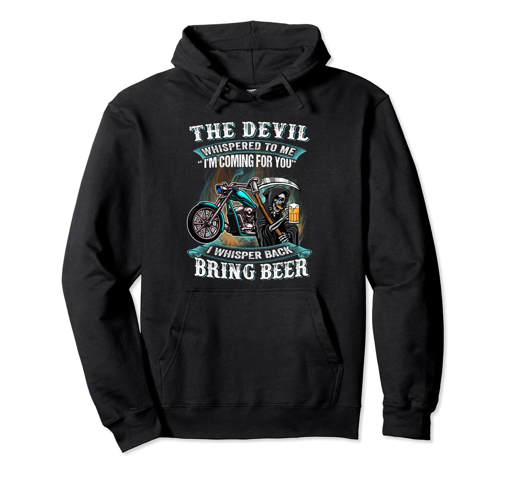 Motorcycle Devil Whispered To Me Im Hoodie - Minimalist Print for Adults - T-Shirt, Sweatshirt, Hoodie