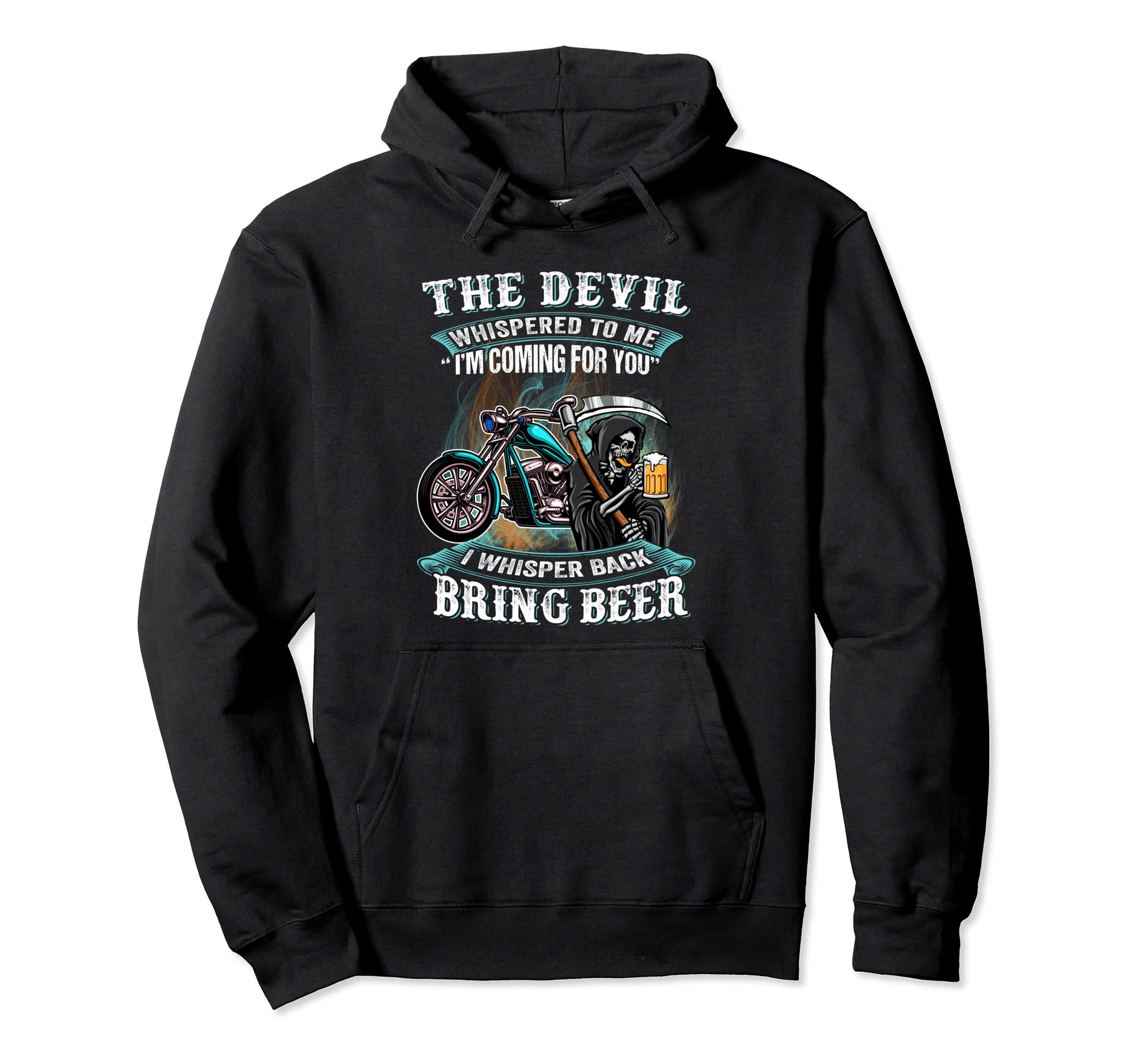 Motorcycle Devil Whispered To Me Im Hoodie - Minimalist Print for Adults - T-Shirt, Sweatshirt, Hoodie
