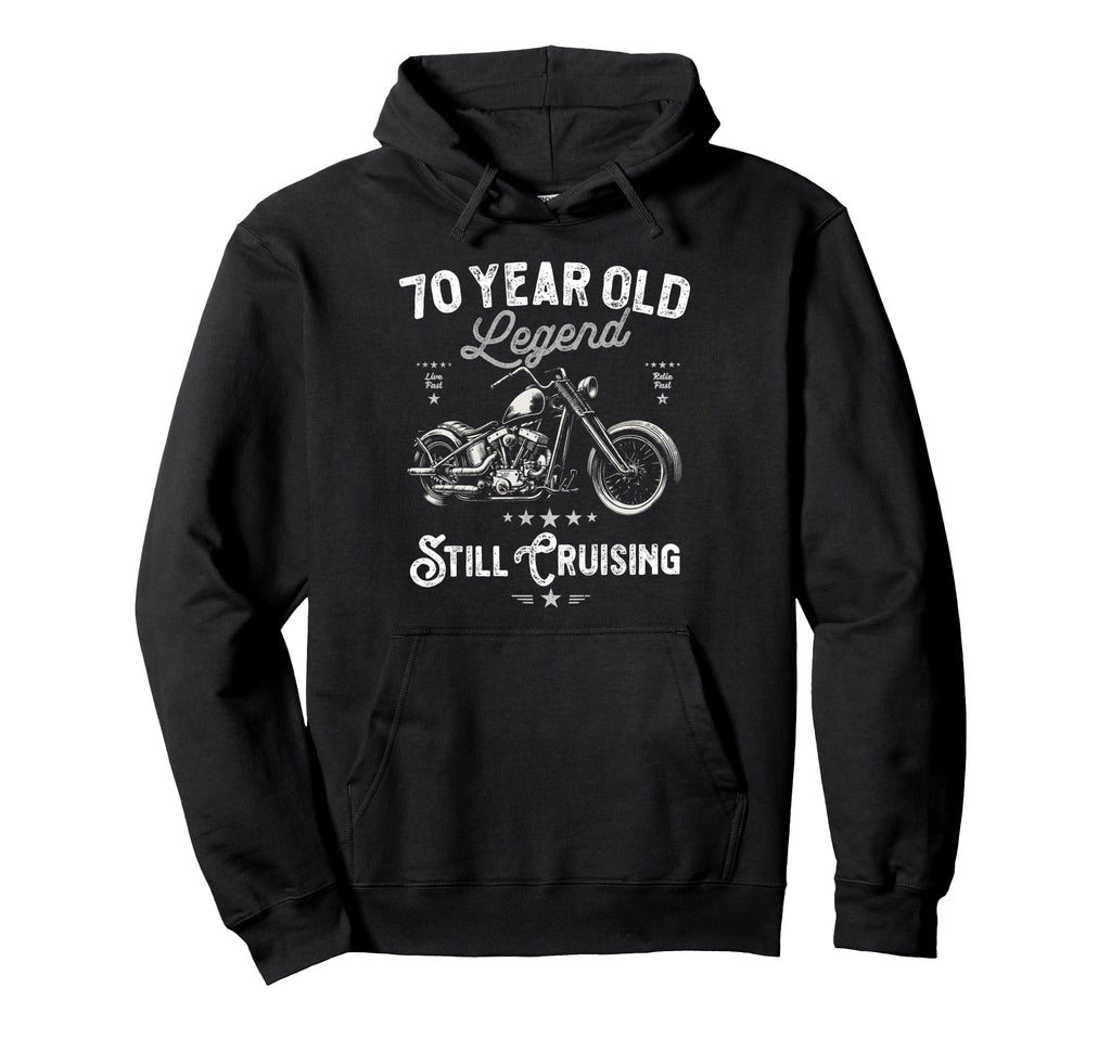 Mens Motorbike 70Th Birthday Funny Cruiser Hoodie - Novelty Apparel Unisex - T-Shirt, Sweatshirt, Hoodie
