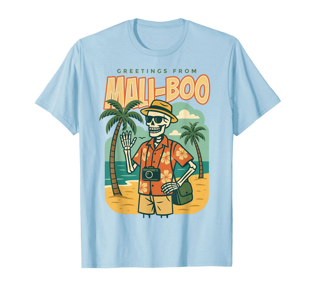 Greetings From Mali Boo Beach Skeleton T-Shirt - Aesthetic Graphic Unisex - T-Shirt, Sweatshirt, Hoodie