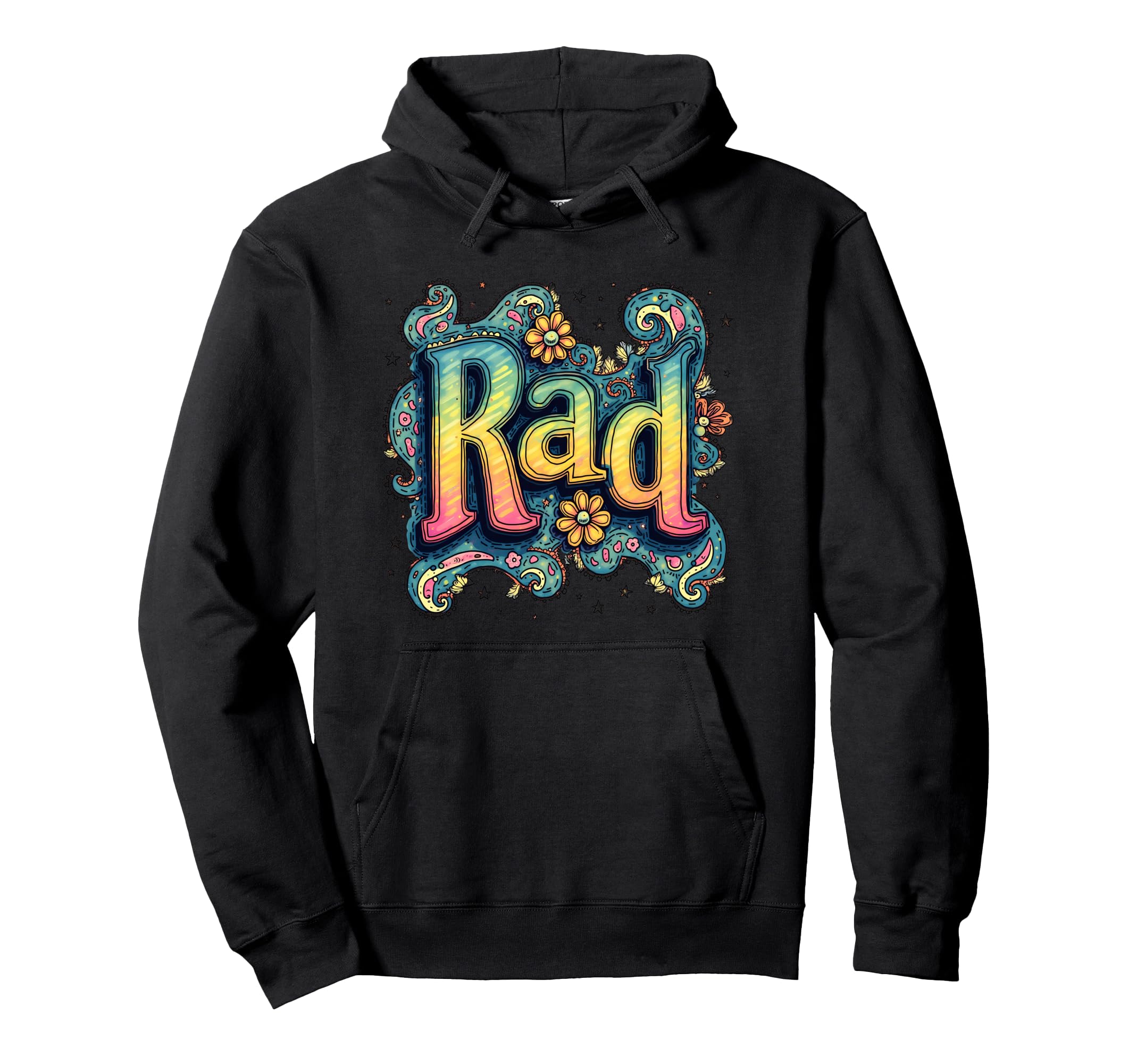 Rad Typography 70S Groovy Hoodie - Casual Everyday Wear for Adults - T-Shirt, Sweatshirt, Hoodie