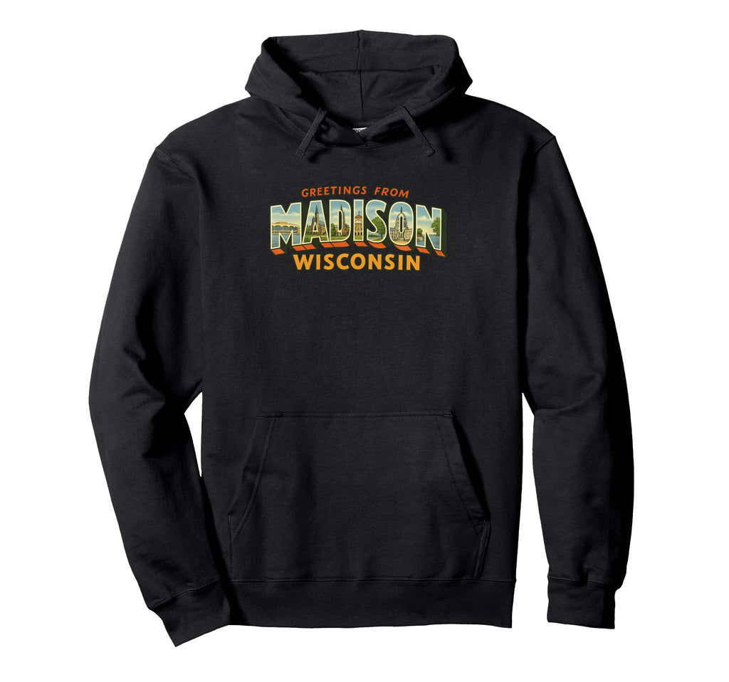 Madison Wisconsin Postcard Hoodie - Casual Everyday Wear for Adults - T-Shirt, Sweatshirt, Hoodie