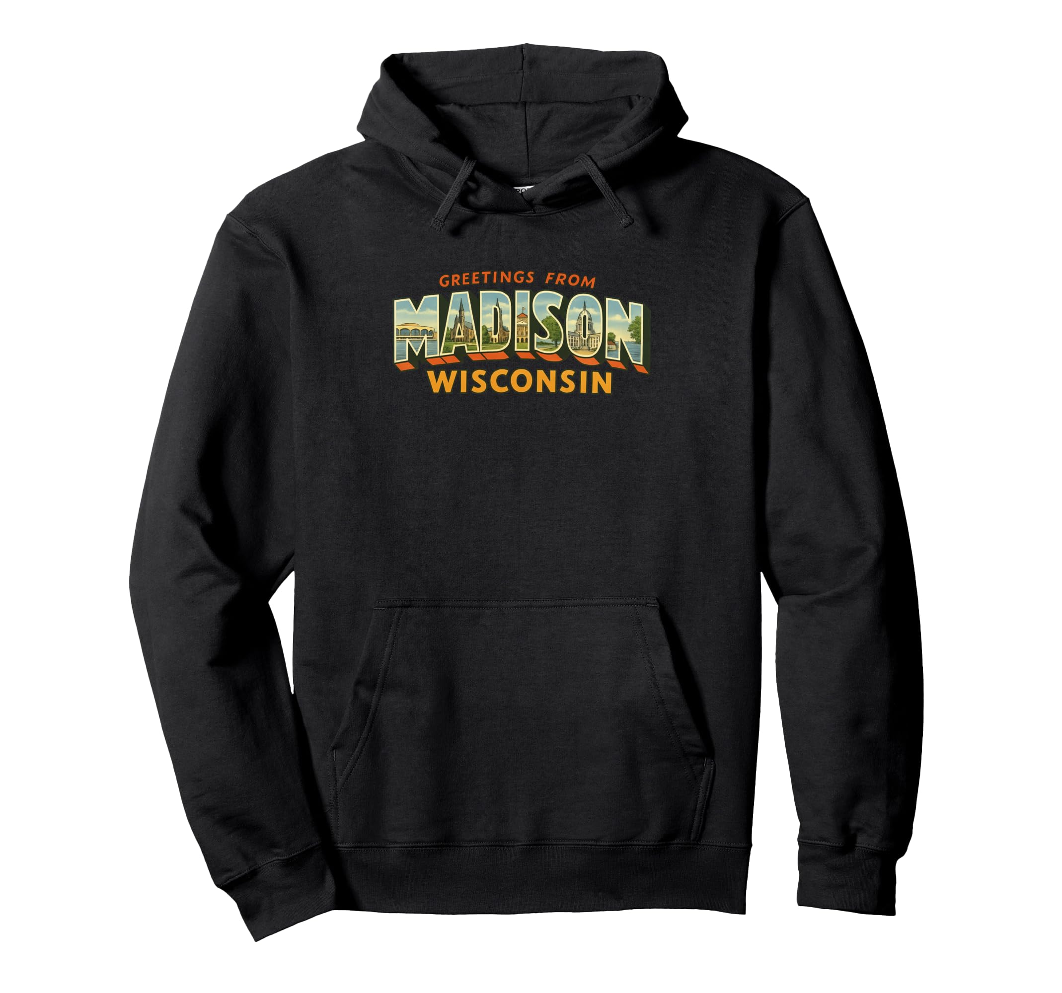 Madison Wisconsin Postcard Hoodie - Casual Everyday Wear for Adults - T-Shirt, Sweatshirt, Hoodie