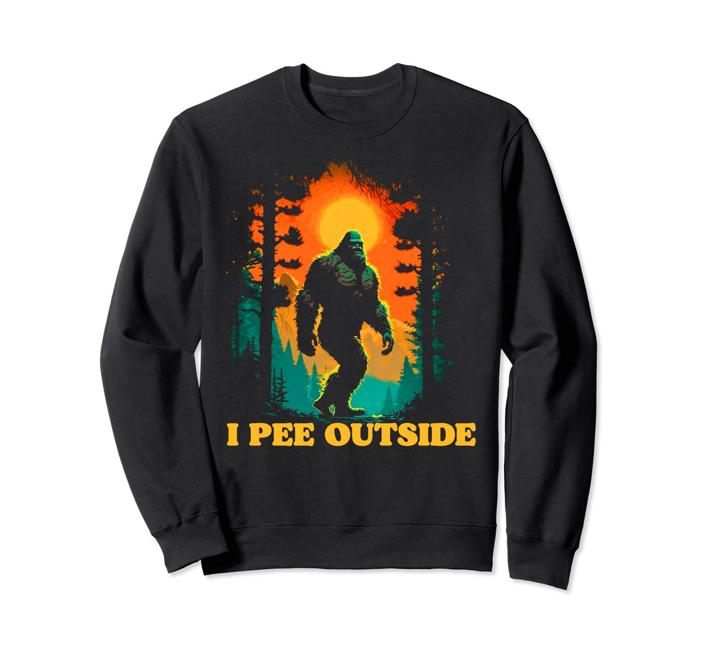 I Pee Outside Funny Bigfoot Sweatshirt - Minimalist Print for Adults - T-Shirt, Sweatshirt, Hoodie