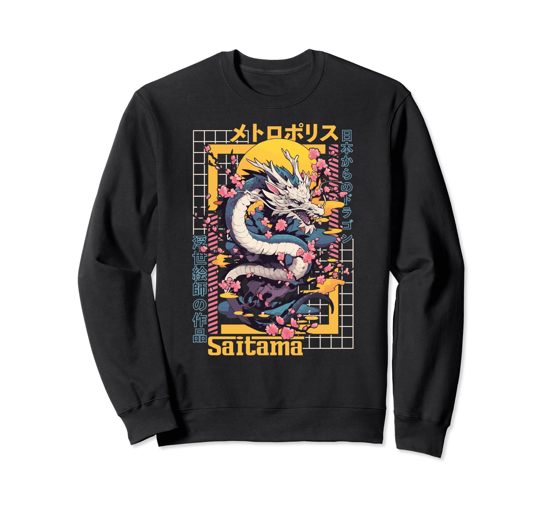 Saitama City Synthwave 80S Dragon Sweatshirt - Unique Graphic Men Women - T-Shirt, Sweatshirt, Hoodie
