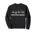 Green Ribbon Heart Beat Mental Sweatshirt - Fun Novelty Design Unisex - T-Shirt, Sweatshirt, Hoodie