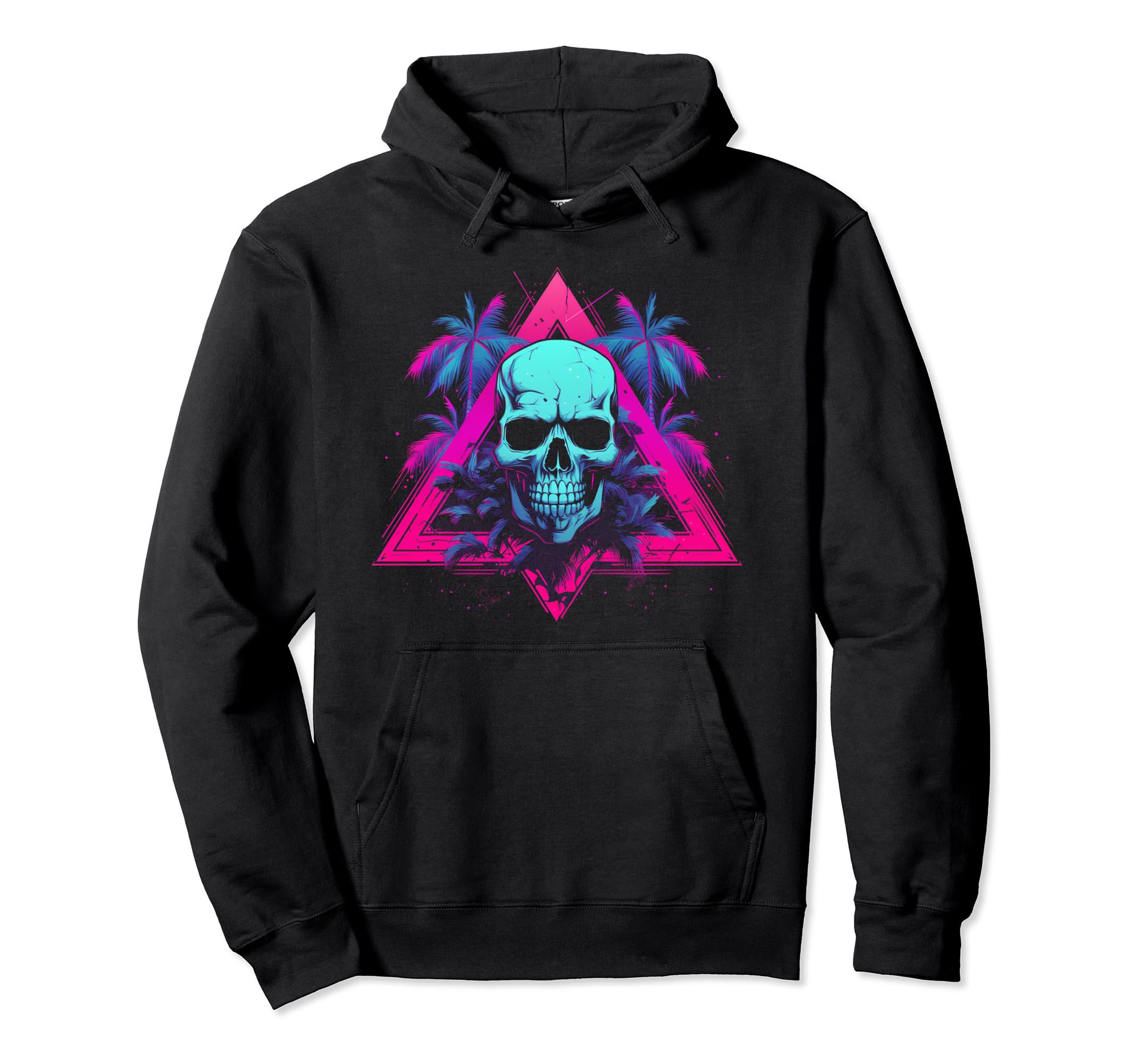Skull Vaporwave Retrowave Aesthetic Hoodie - Trendy Graphic Men Women - T-Shirt, Sweatshirt, Hoodie