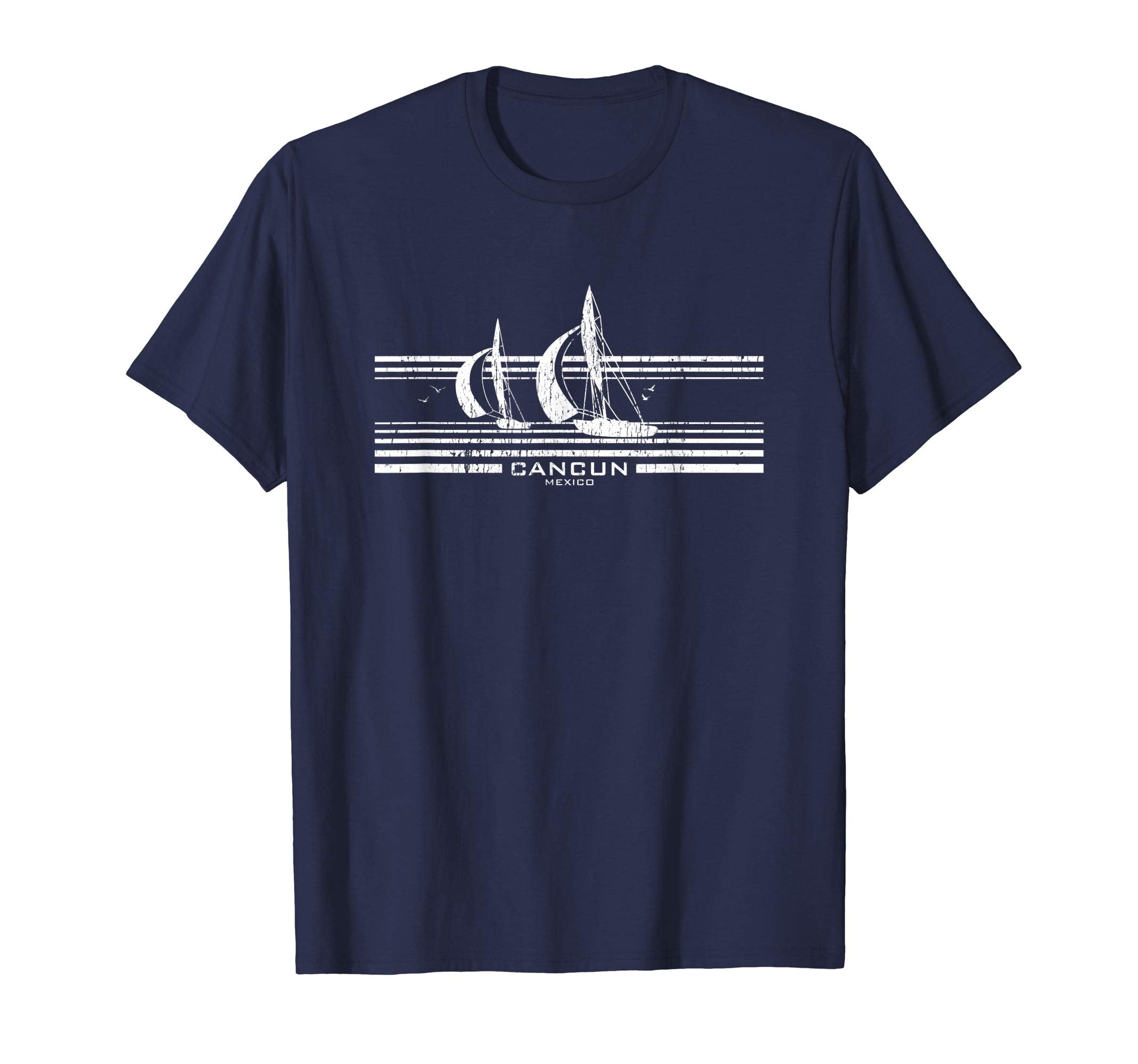 Cancun Mexico Sailboat 70S T-Shirt - Novelty Apparel Men Women - T-Shirt, Sweatshirt, Hoodie