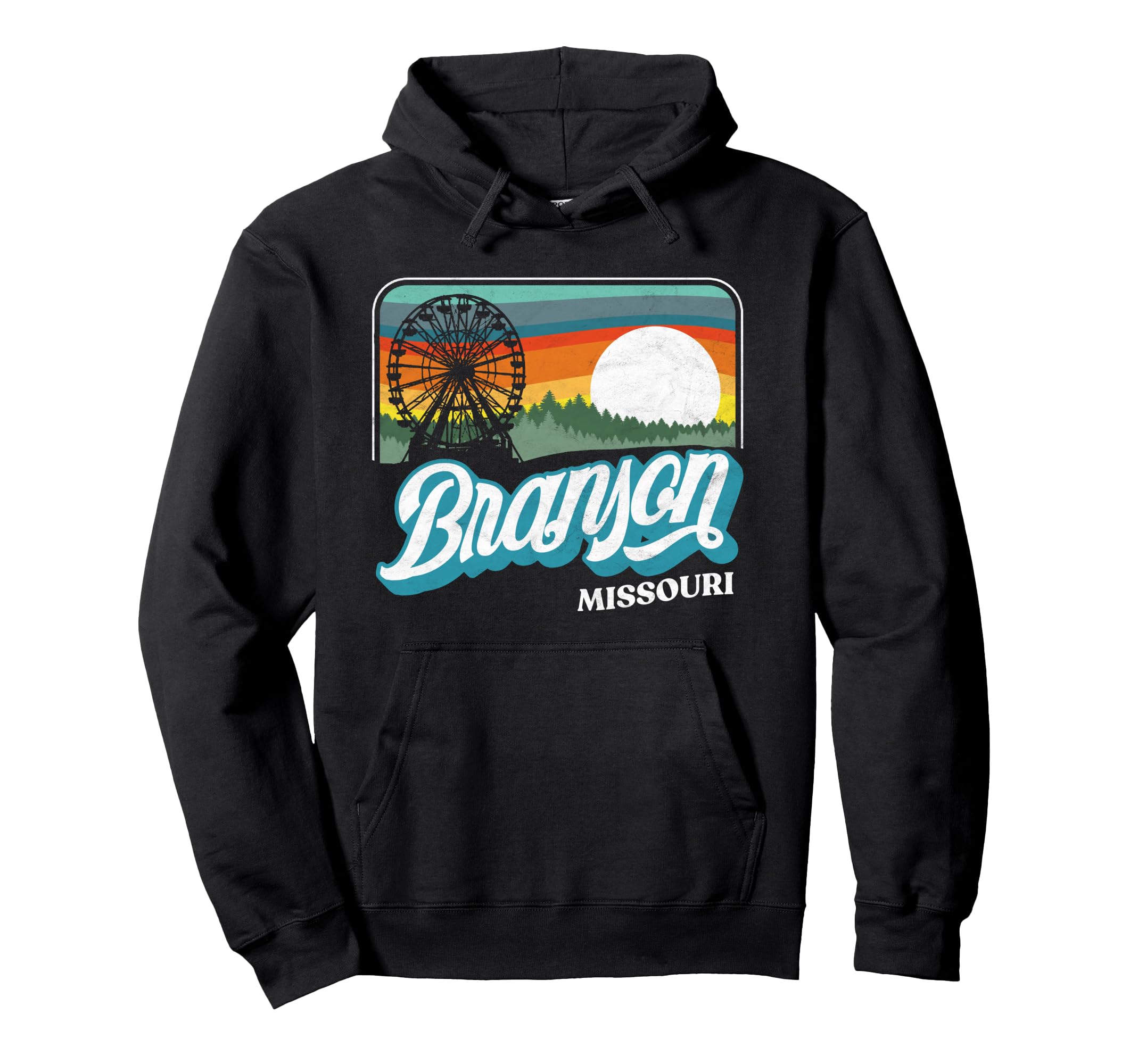 Branson Missouri 80S Distressed Hoodie - Minimalist Print Men Women - T-Shirt, Sweatshirt, Hoodie