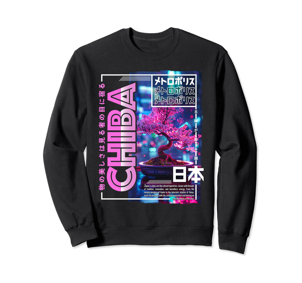 Chiba City 80S Synthwave Bonsai Sweatshirt - Minimalist Print Men Women - T-Shirt, Sweatshirt, Hoodie