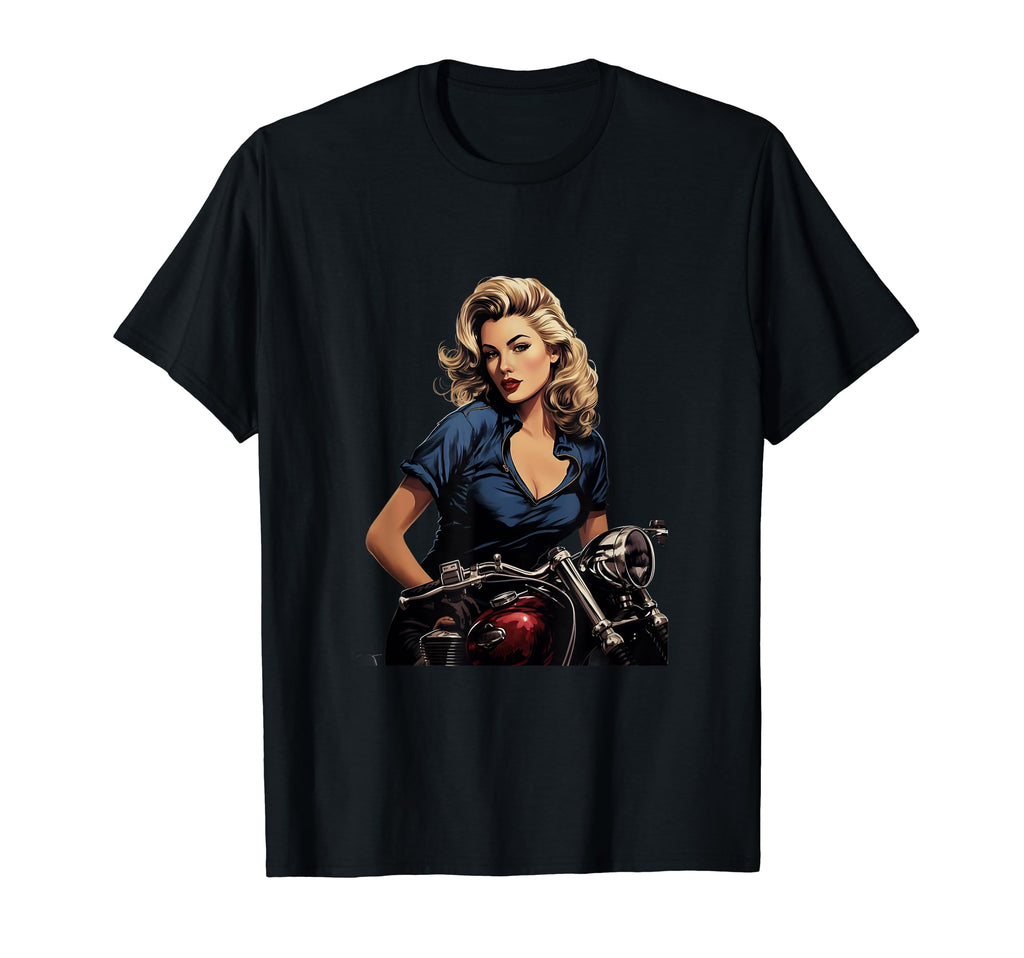 Pinup Biker Motorcycle Rider T-Shirt - Streetwear Style for Adults - T-Shirt, Sweatshirt, Hoodie