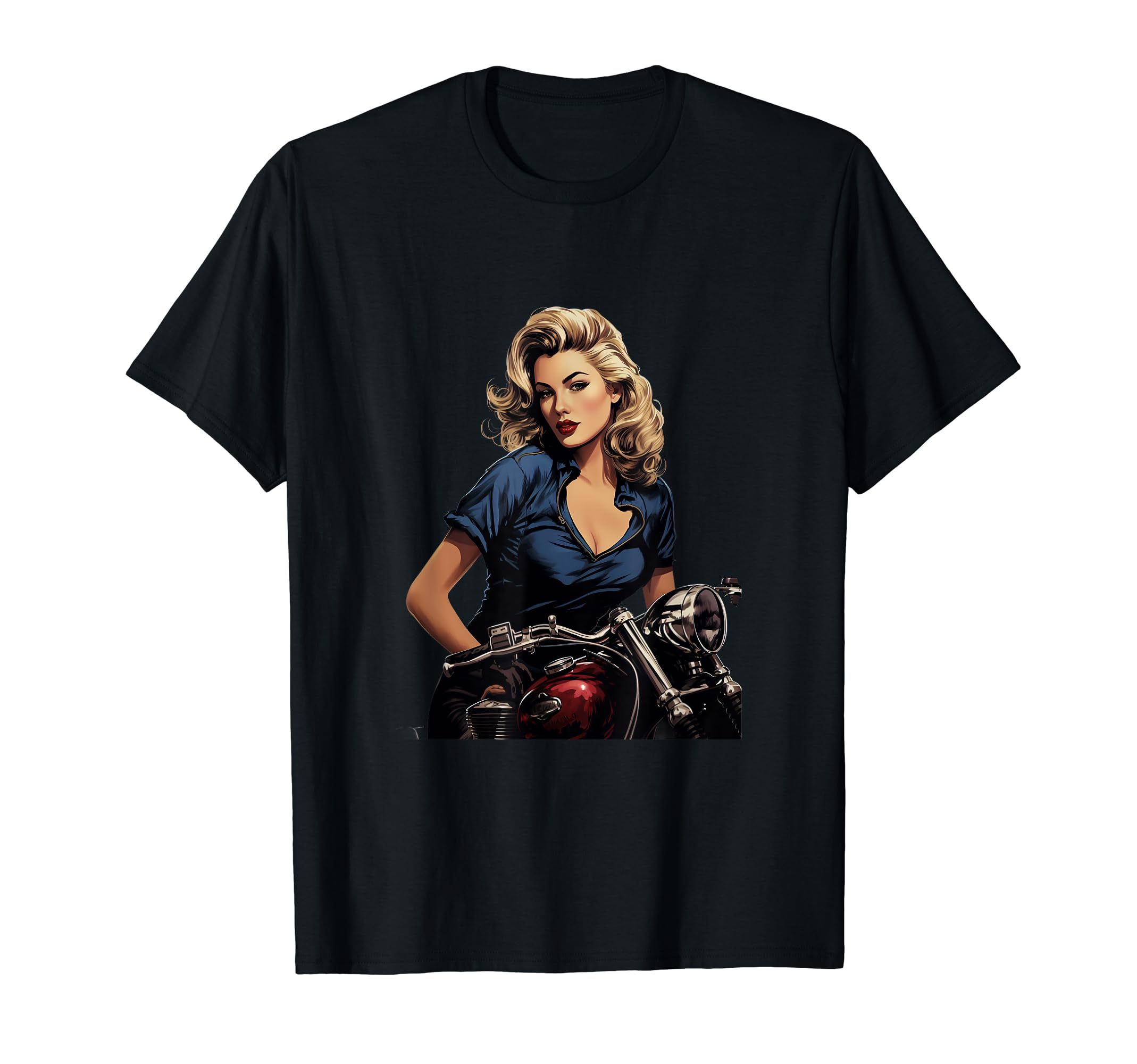 Pinup Biker Motorcycle Rider T-Shirt - Streetwear Style for Adults - T-Shirt, Sweatshirt, Hoodie