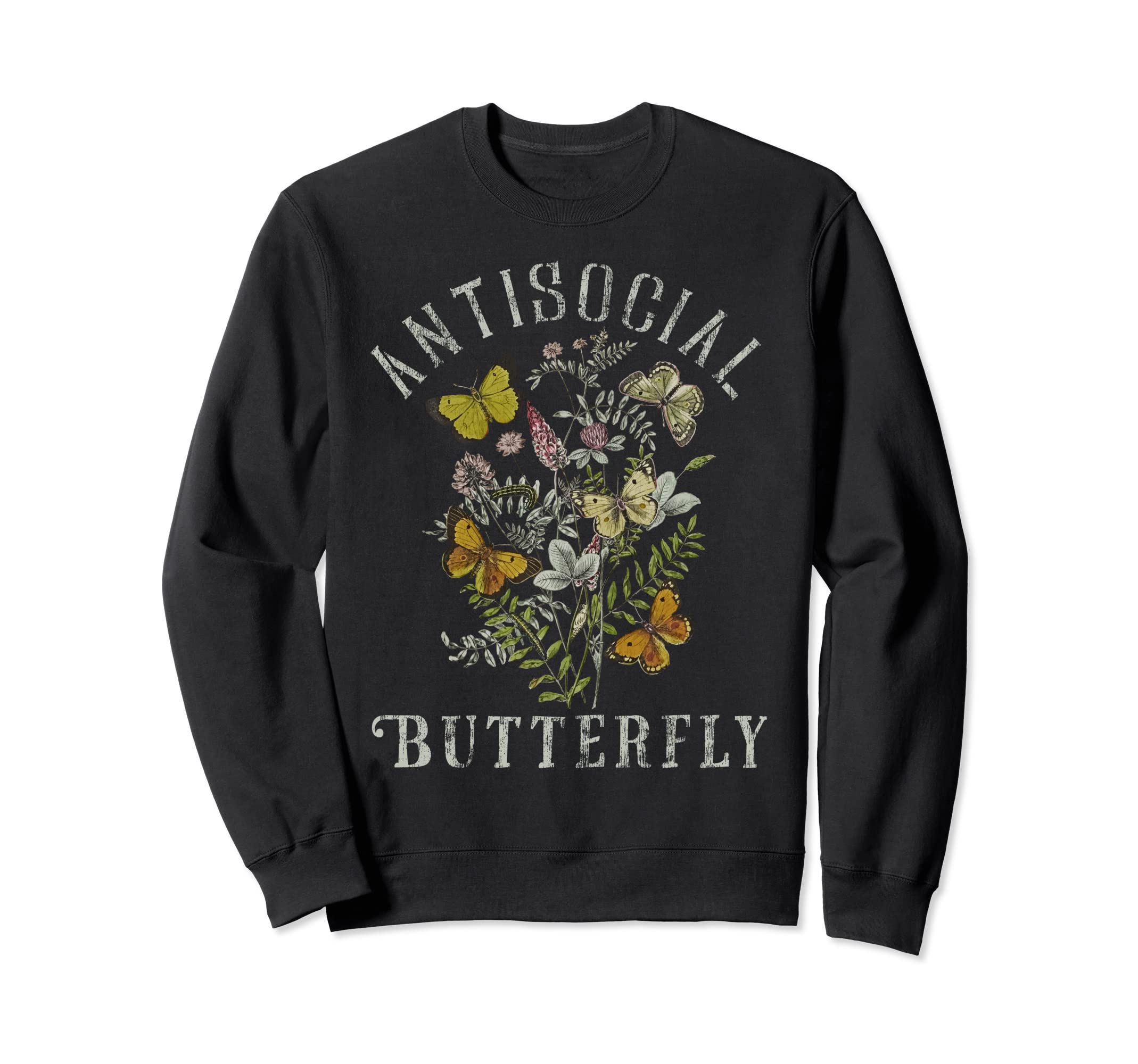 Antisocial Butterfly Fairy Grunge Sweatshirt - Unique Graphic Men Women - T-Shirt, Sweatshirt, Hoodie