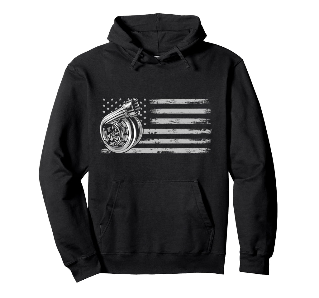 Turbo Us Flag Tuner Car Guy Car Hoodie - Novelty Apparel Men Women - T-Shirt, Sweatshirt, Hoodie
