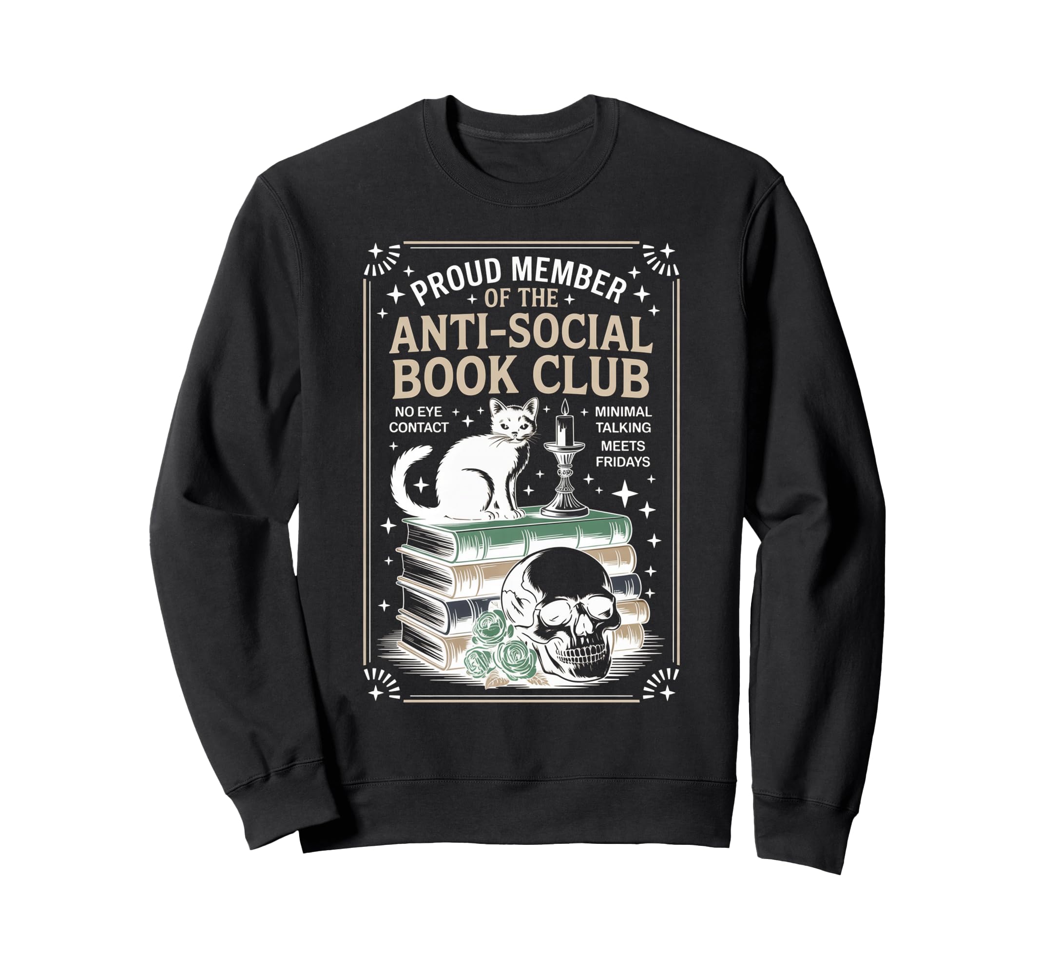 Anti Social Book Club Cat Sweatshirt - Custom Art Print Men Women - T-Shirt, Sweatshirt, Hoodie