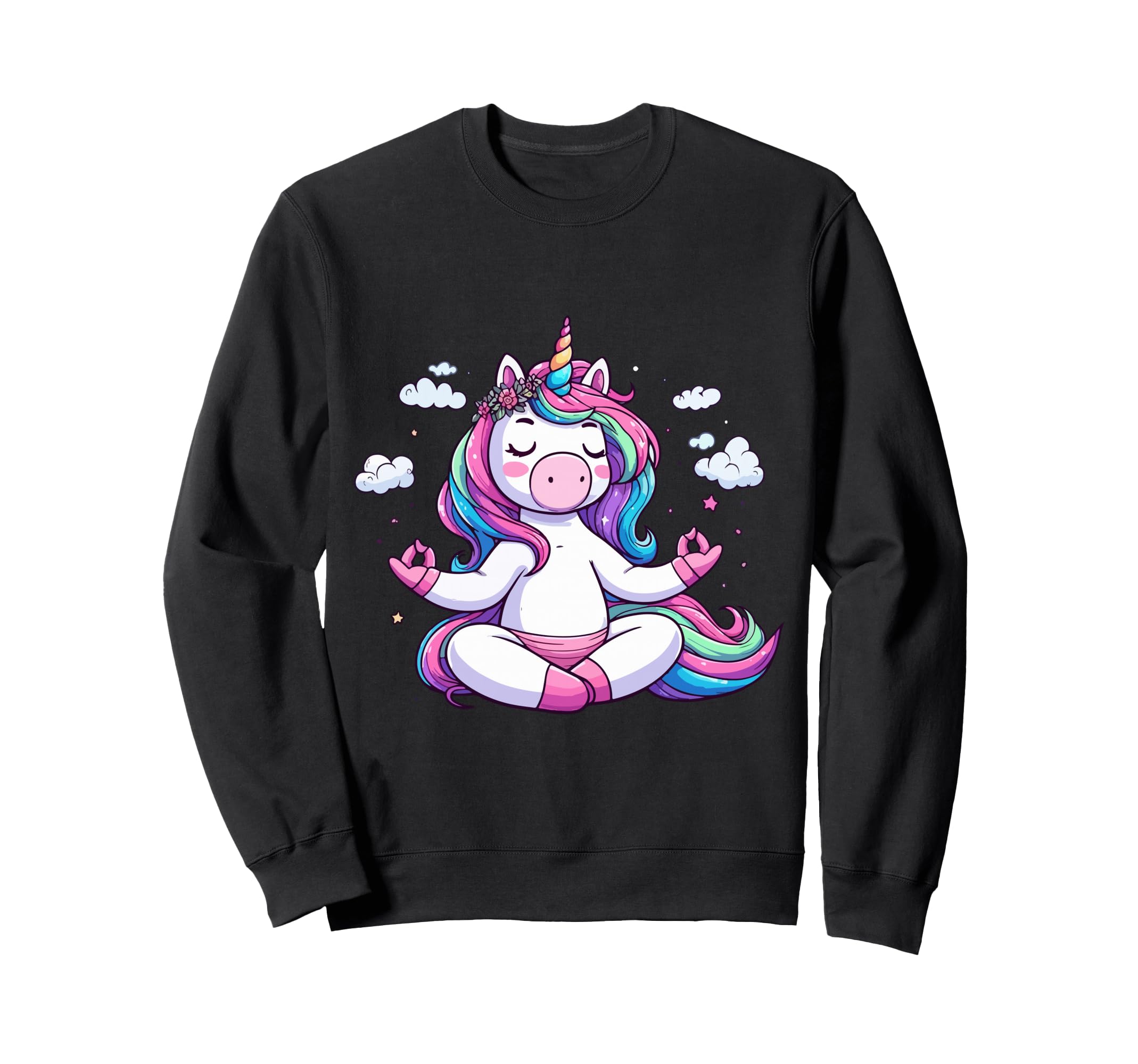 Meditation Unicorn Yoga Pose Relaxing Sweatshirt - Trendy Graphic Unisex - T-Shirt, Sweatshirt, Hoodie