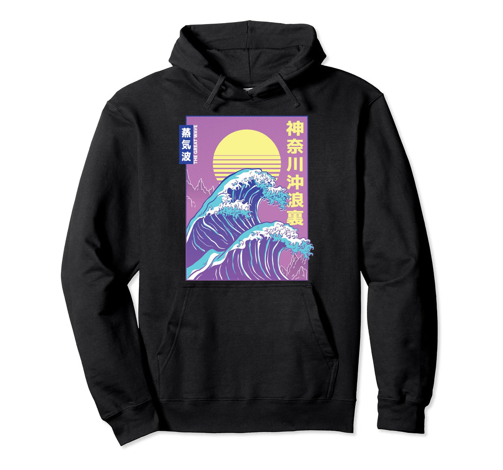 Great Wave Off Kanagawa Vaporwave Hoodie - Novelty Apparel Men Women - T-Shirt, Sweatshirt, Hoodie