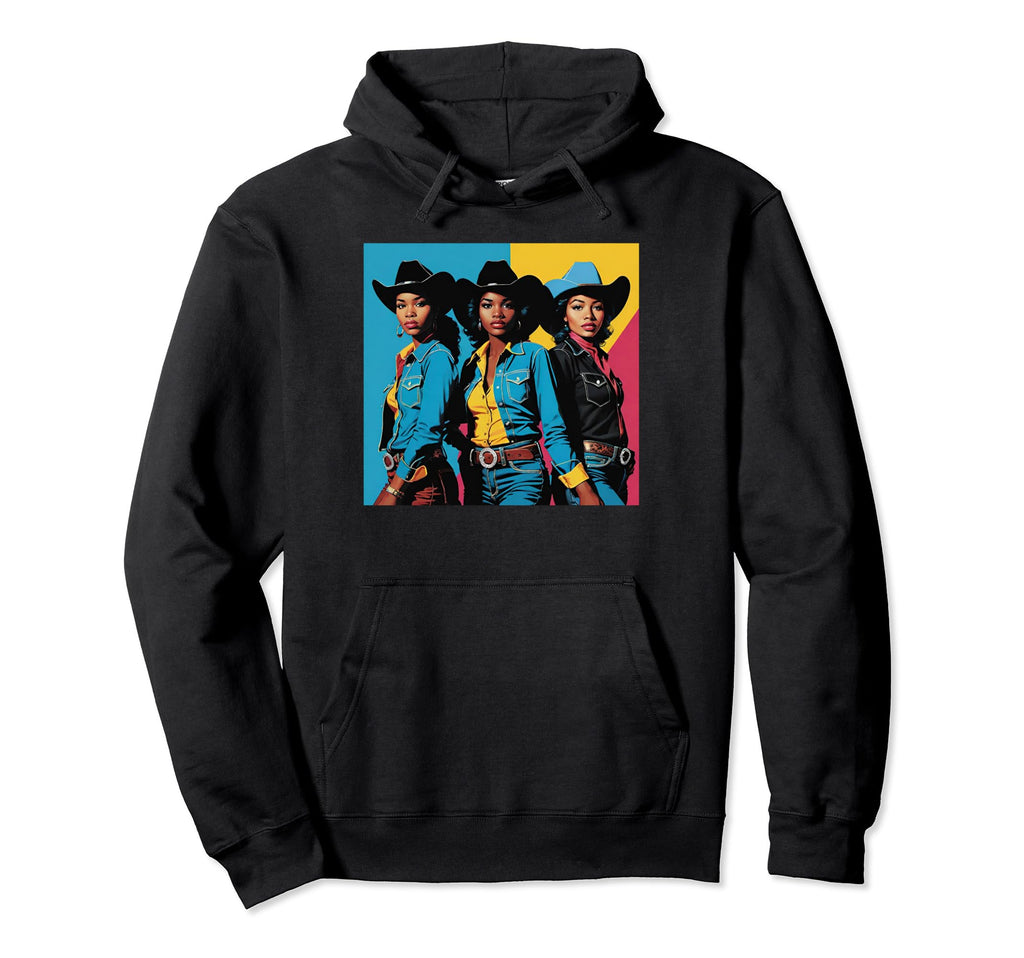 Black Cowgirl Western Texas Hoodie - Trendy Graphic Men Women - T-Shirt, Sweatshirt, Hoodie