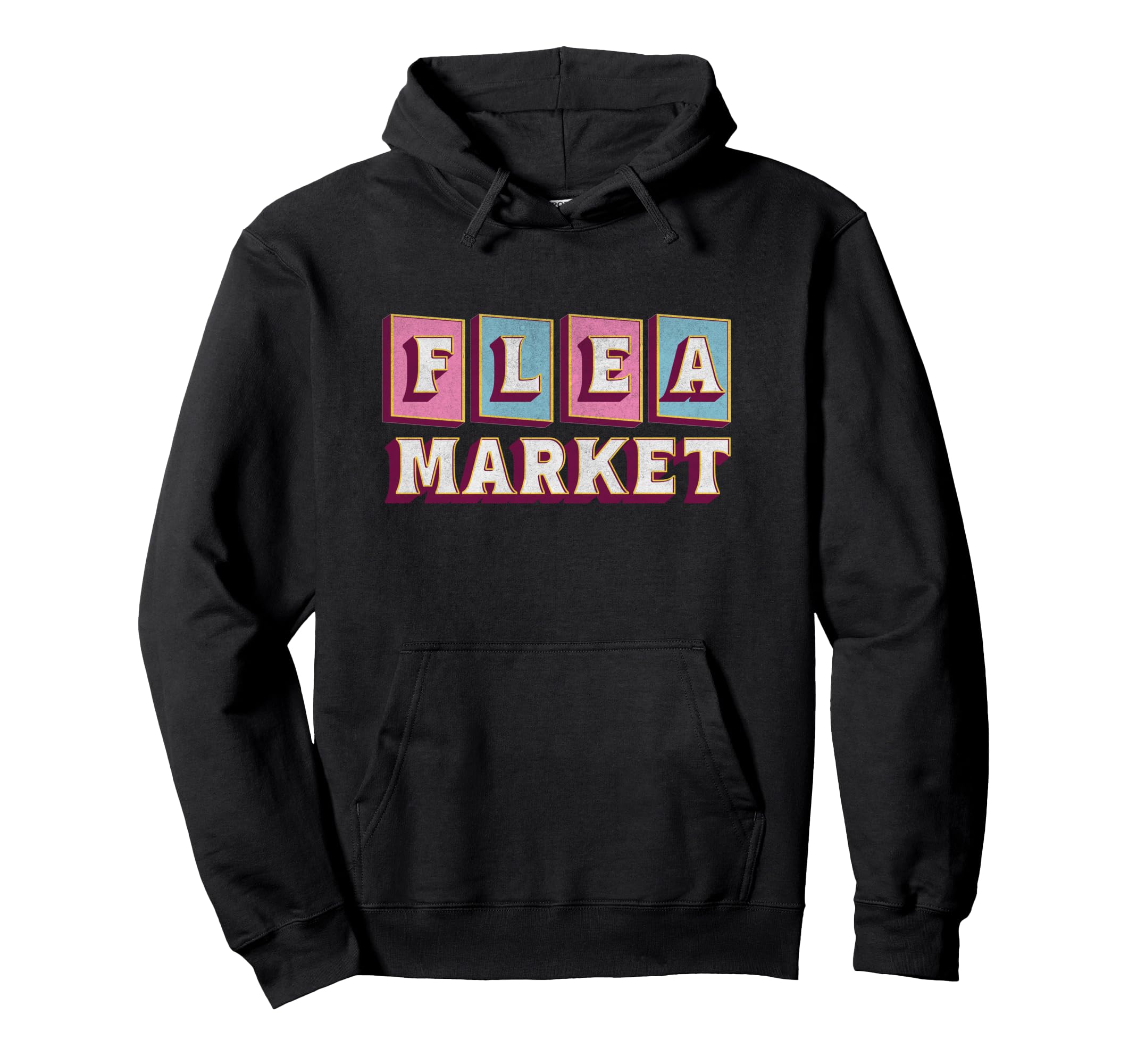Flea Market Midcentury Typography Hoodie - Trendy Graphic Unisex - T-Shirt, Sweatshirt, Hoodie