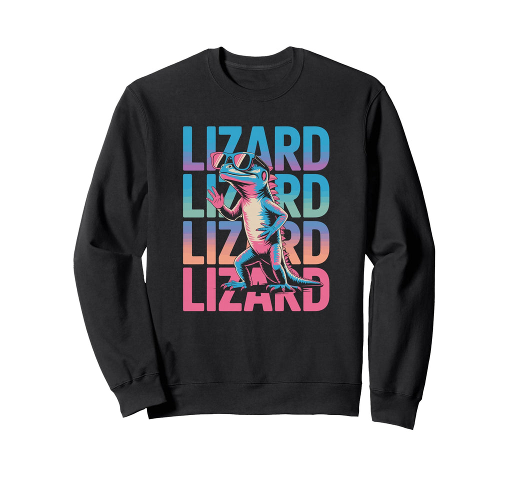 Lizard 80S Vaporwave Reptile Sweatshirt - Casual Everyday Wear Men Women - T-Shirt, Sweatshirt, Hoodie