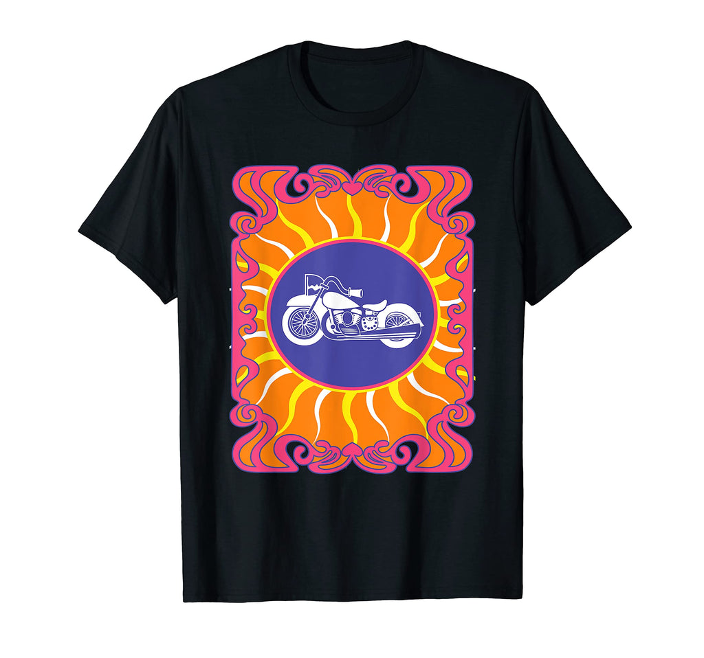 Motorcycle Old Hippie Biker T-Shirt - Custom Art Print Men Women - T-Shirt, Sweatshirt, Hoodie