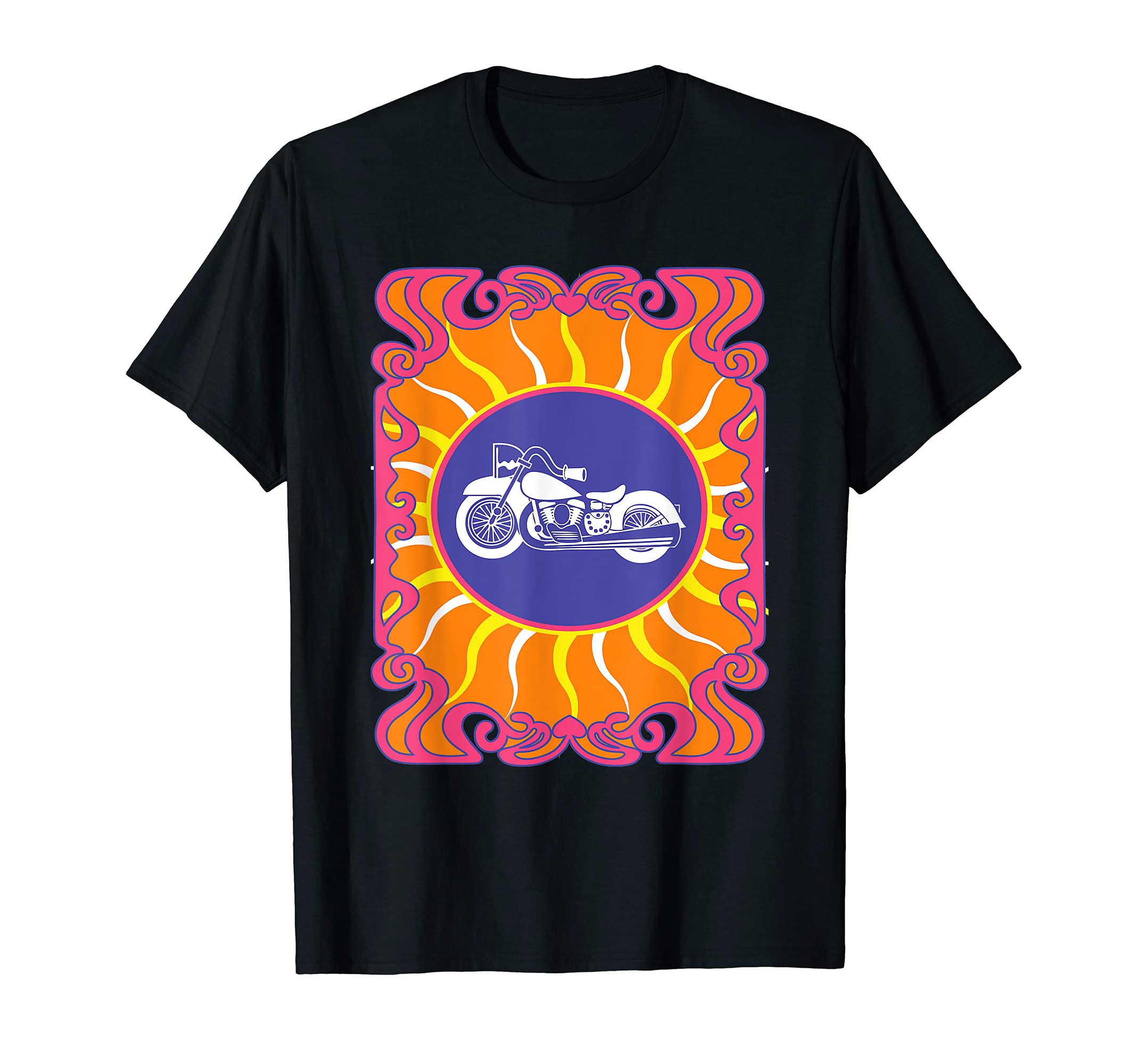 Motorcycle Old Hippie Biker T-Shirt - Custom Art Print Men Women - T-Shirt, Sweatshirt, Hoodie
