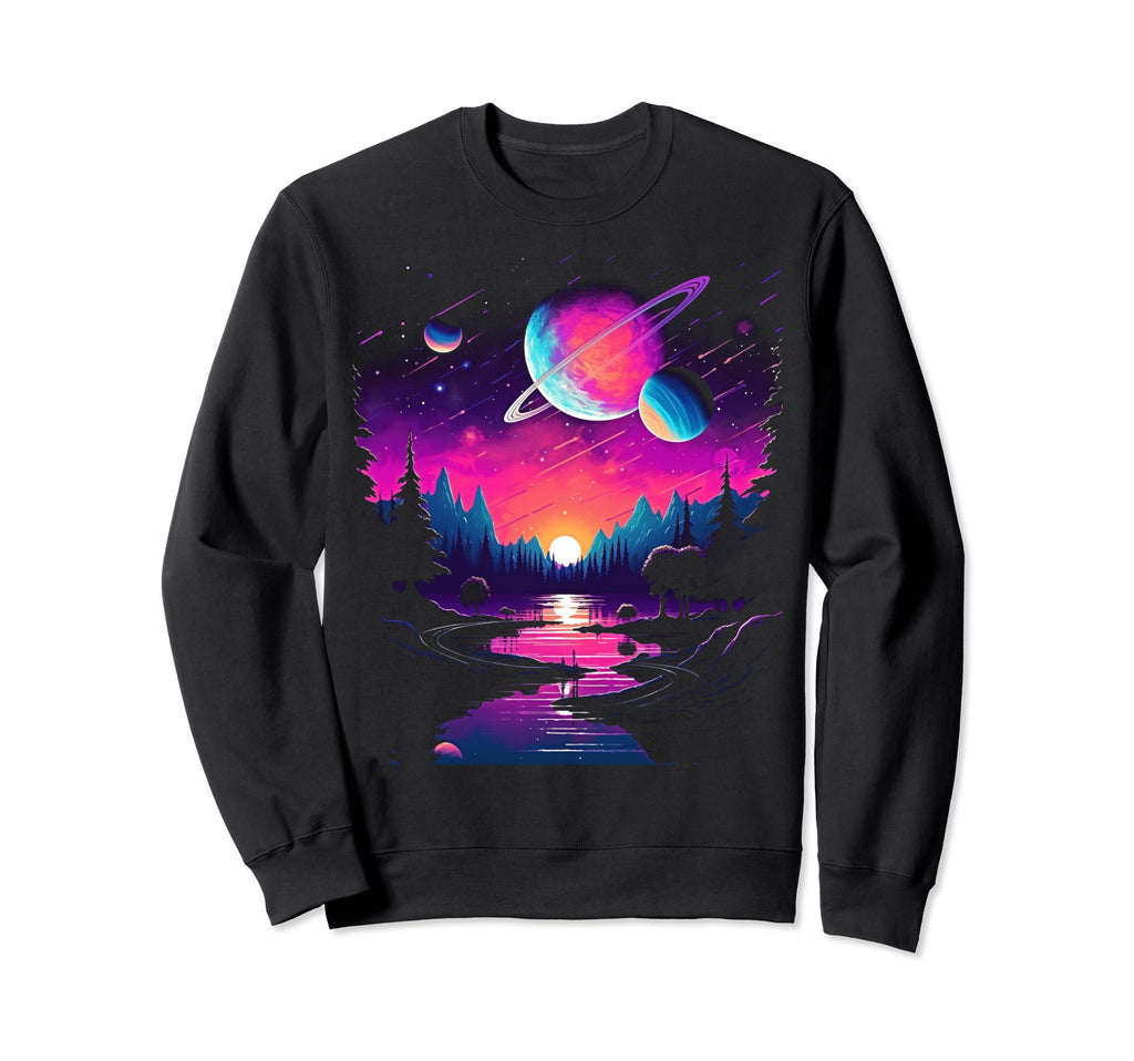 Vaporwave Solar System 80S Sweatshirt - Custom Art Print for Adults - T-Shirt, Sweatshirt, Hoodie