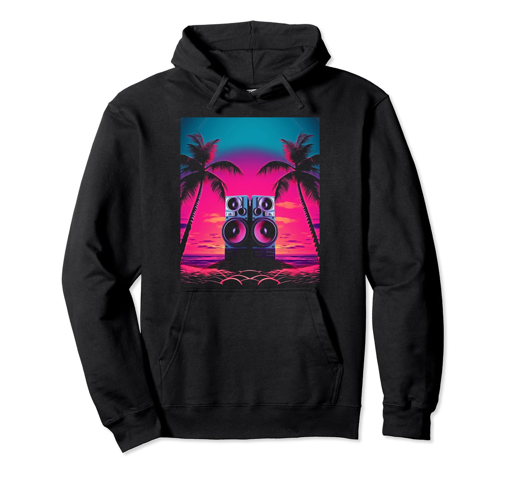 Vaporwave Stereo Speakers 80S Hoodie - Novelty Apparel for Adults - T-Shirt, Sweatshirt, Hoodie