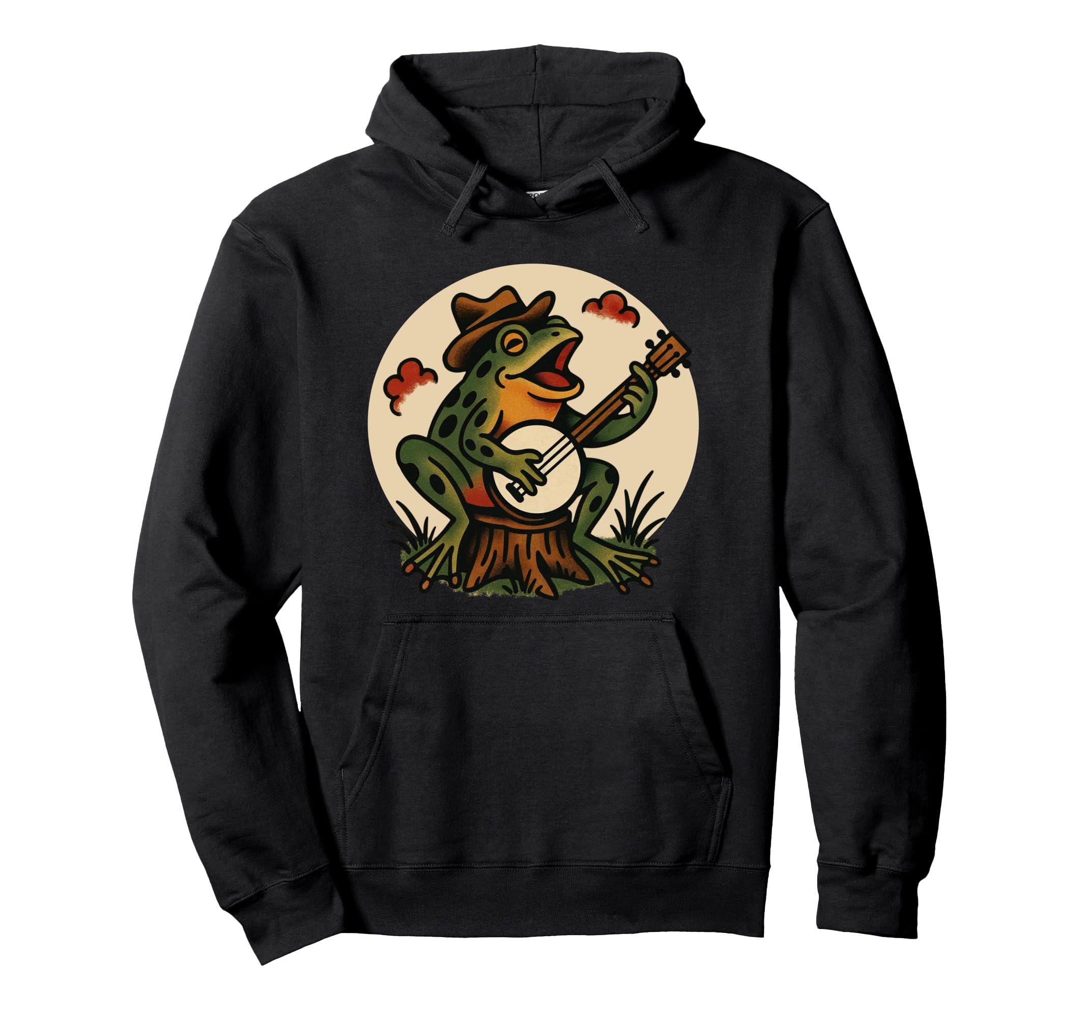 Frog Banjo Tattoo Flash American Tattoos Hoodie - Fun Novelty Design Unisex - T-Shirt, Sweatshirt, Hoodie