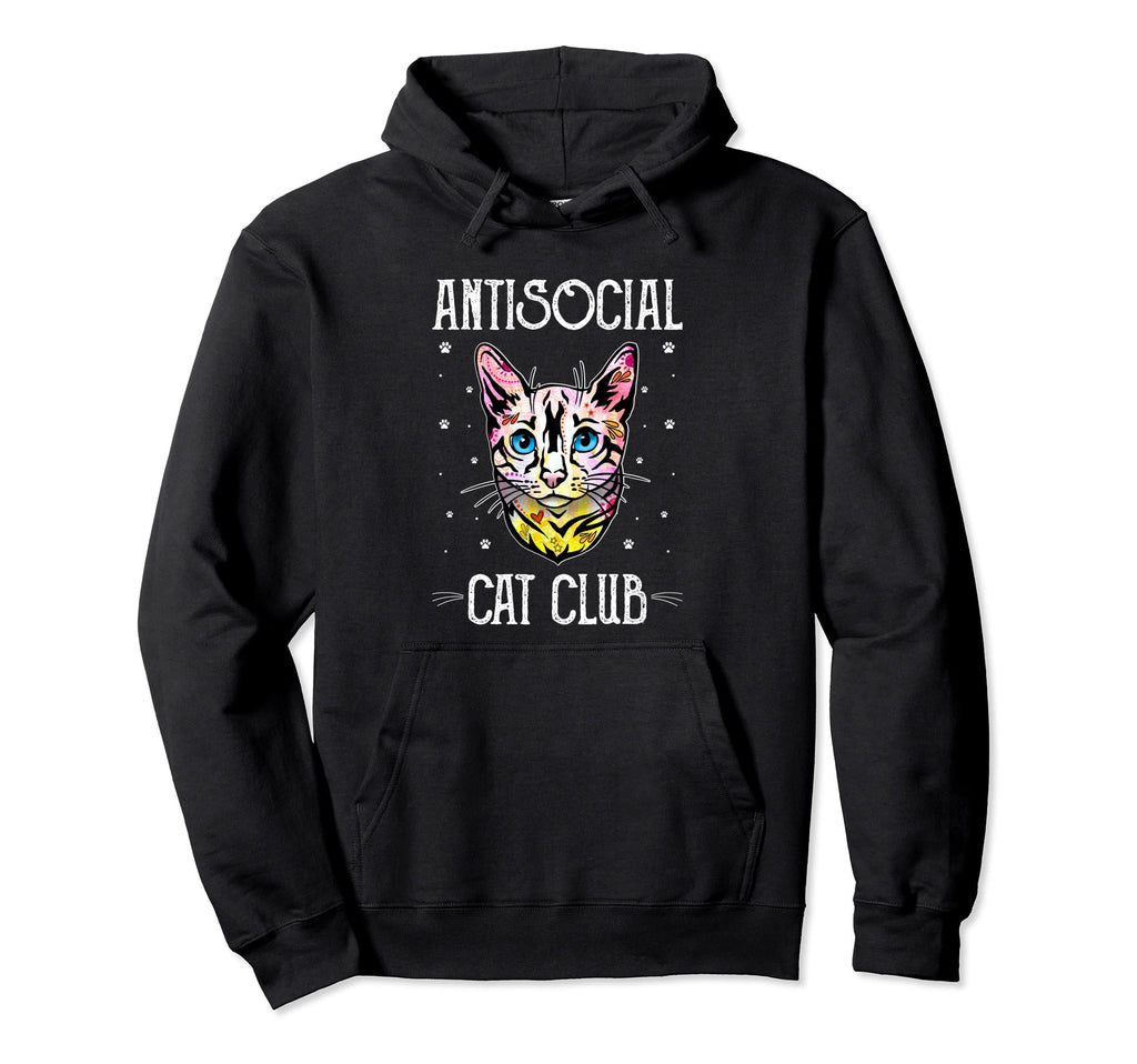 Antisocial Cat Club Introvert Cat Hoodie - Minimalist Print Men Women - T-Shirt, Sweatshirt, Hoodie