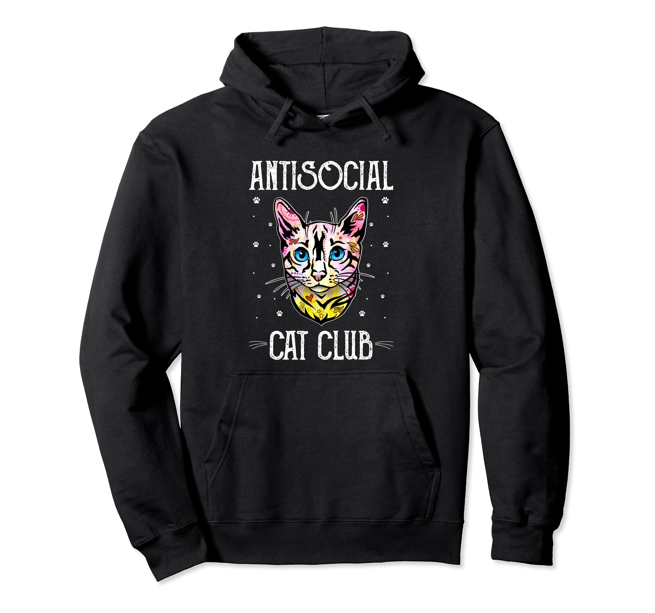 Antisocial Cat Club Introvert Cat Hoodie - Minimalist Print Men Women - T-Shirt, Sweatshirt, Hoodie