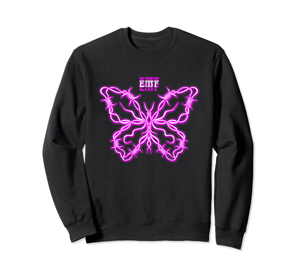 Barbwire Butterfly Retrowave Outrun Sweatshirt - Unique Graphic Men Women - T-Shirt, Sweatshirt, Hoodie