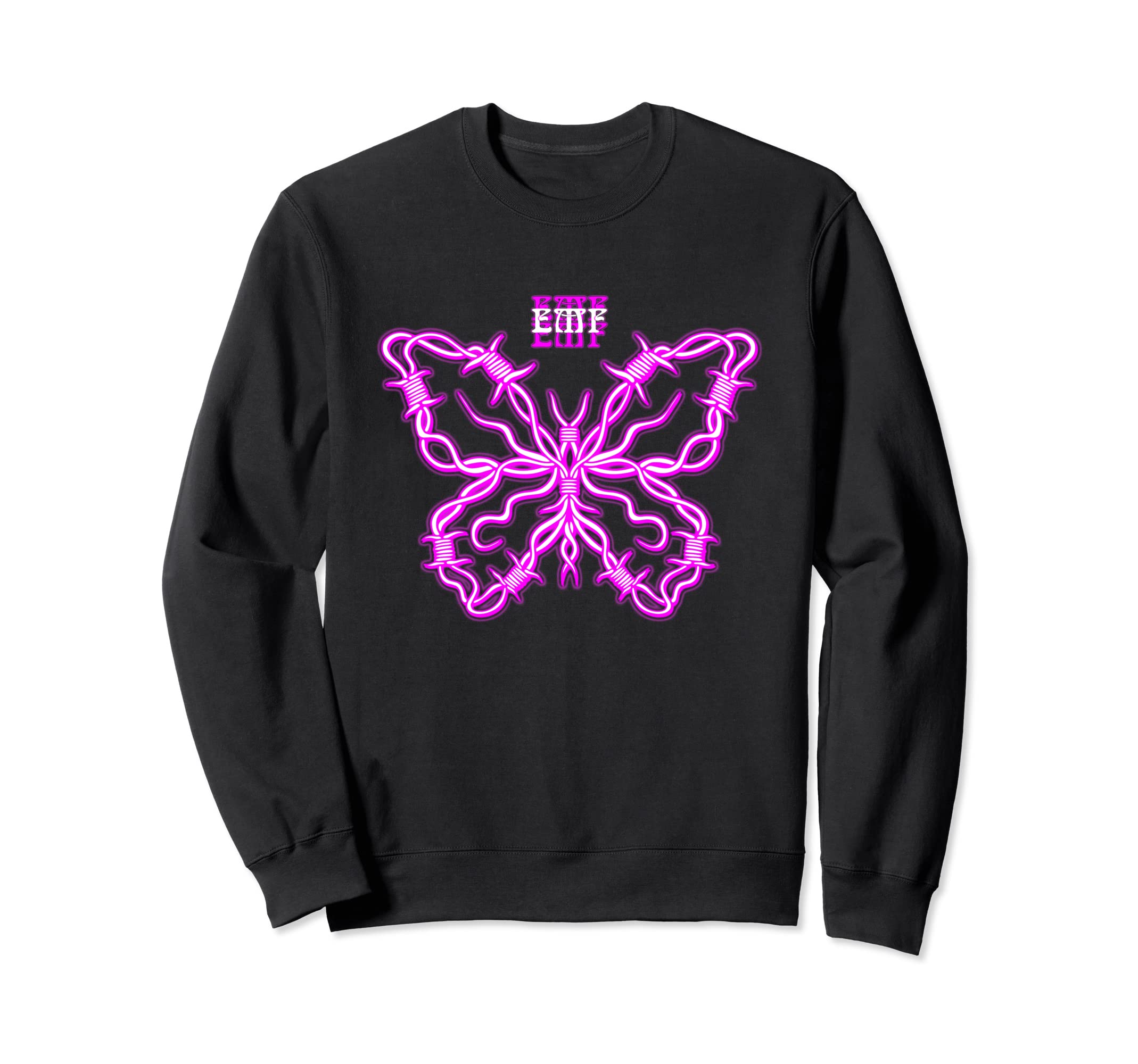 Barbwire Butterfly Retrowave Outrun Sweatshirt - Unique Graphic Men Women - T-Shirt, Sweatshirt, Hoodie