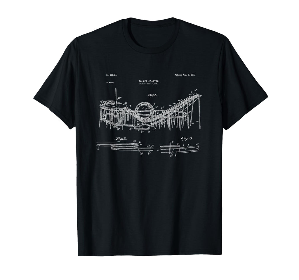 Wooden Roller Coaster Blueprint Crazy T-Shirt - Graphic Print for Adults - T-Shirt, Sweatshirt, Hoodie