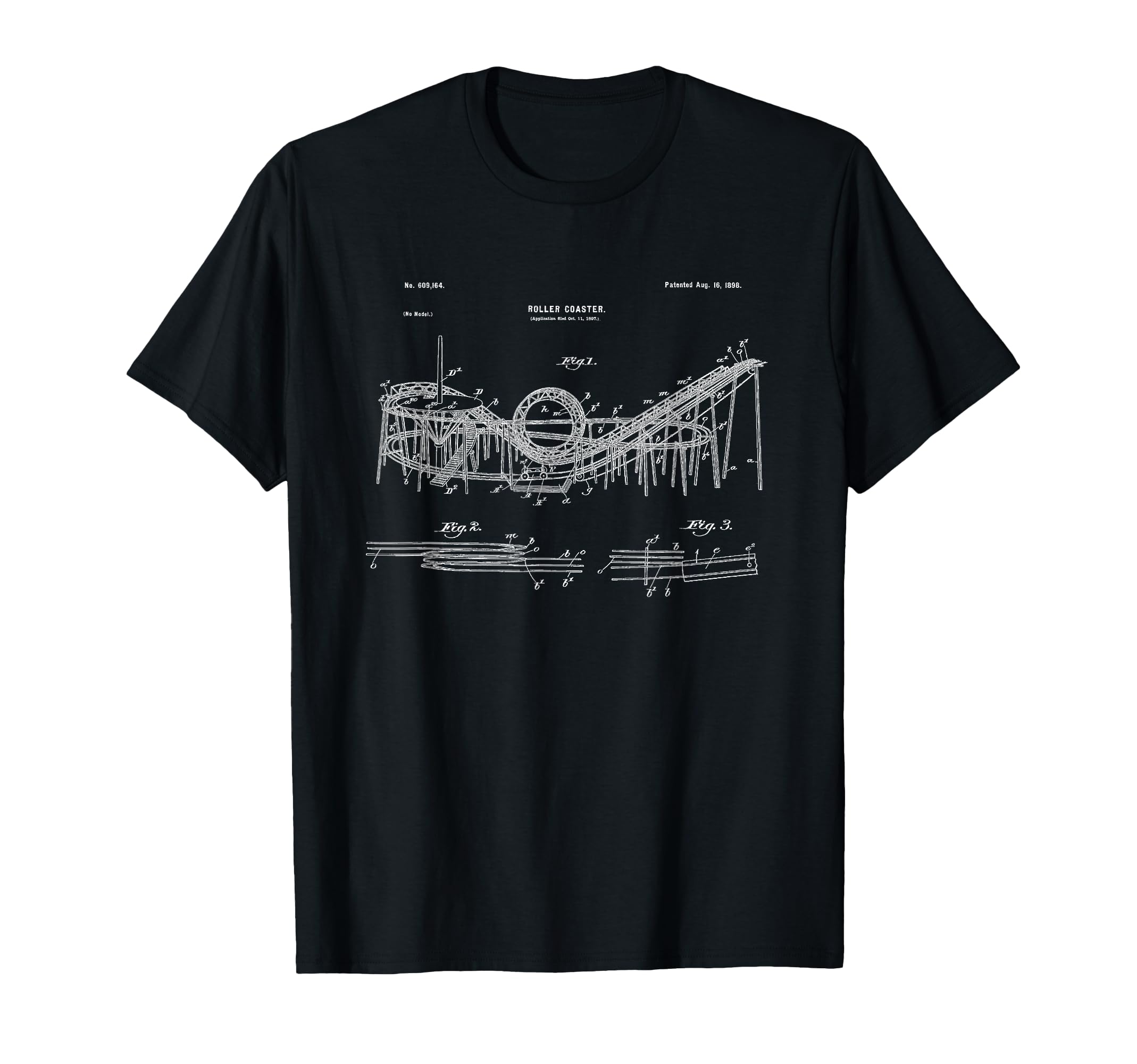Wooden Roller Coaster Blueprint Crazy T-Shirt - Graphic Print for Adults - T-Shirt, Sweatshirt, Hoodie