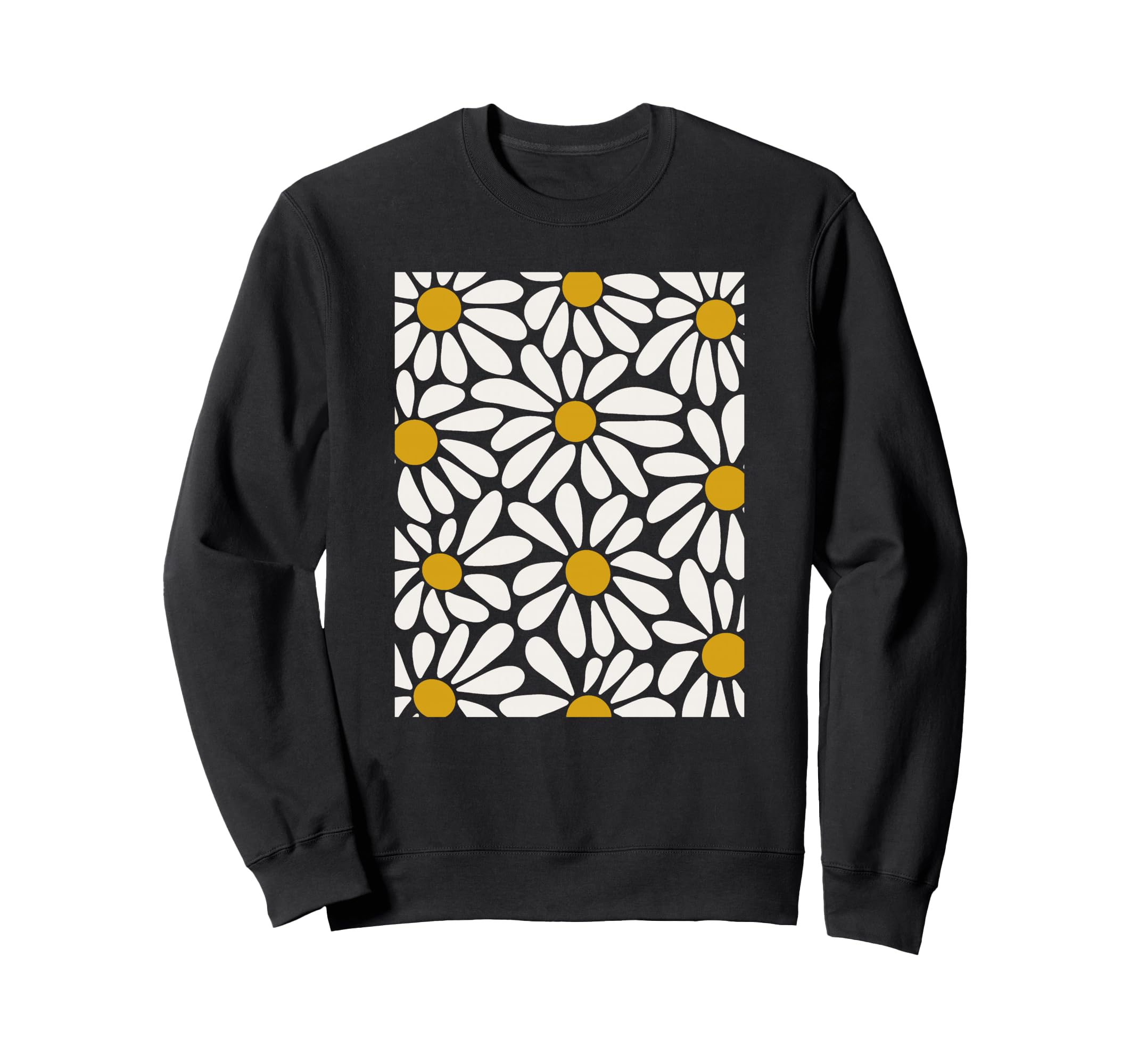 Boho White Daisy Floral Sweatshirt - Casual Everyday Wear for Adults - T-Shirt, Sweatshirt, Hoodie