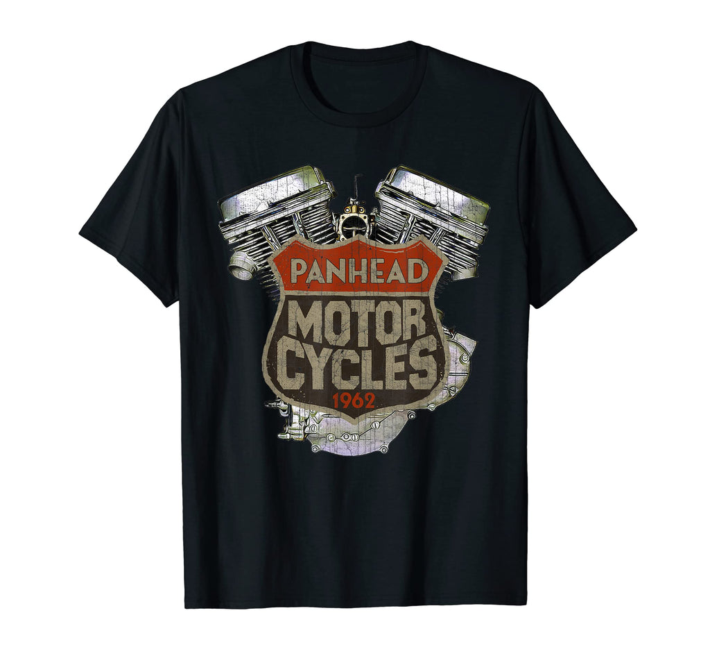 1962 Panhead Motorcycle Distressed T-Shirt - Fun Novelty Design for Adults - T-Shirt, Sweatshirt, Hoodie
