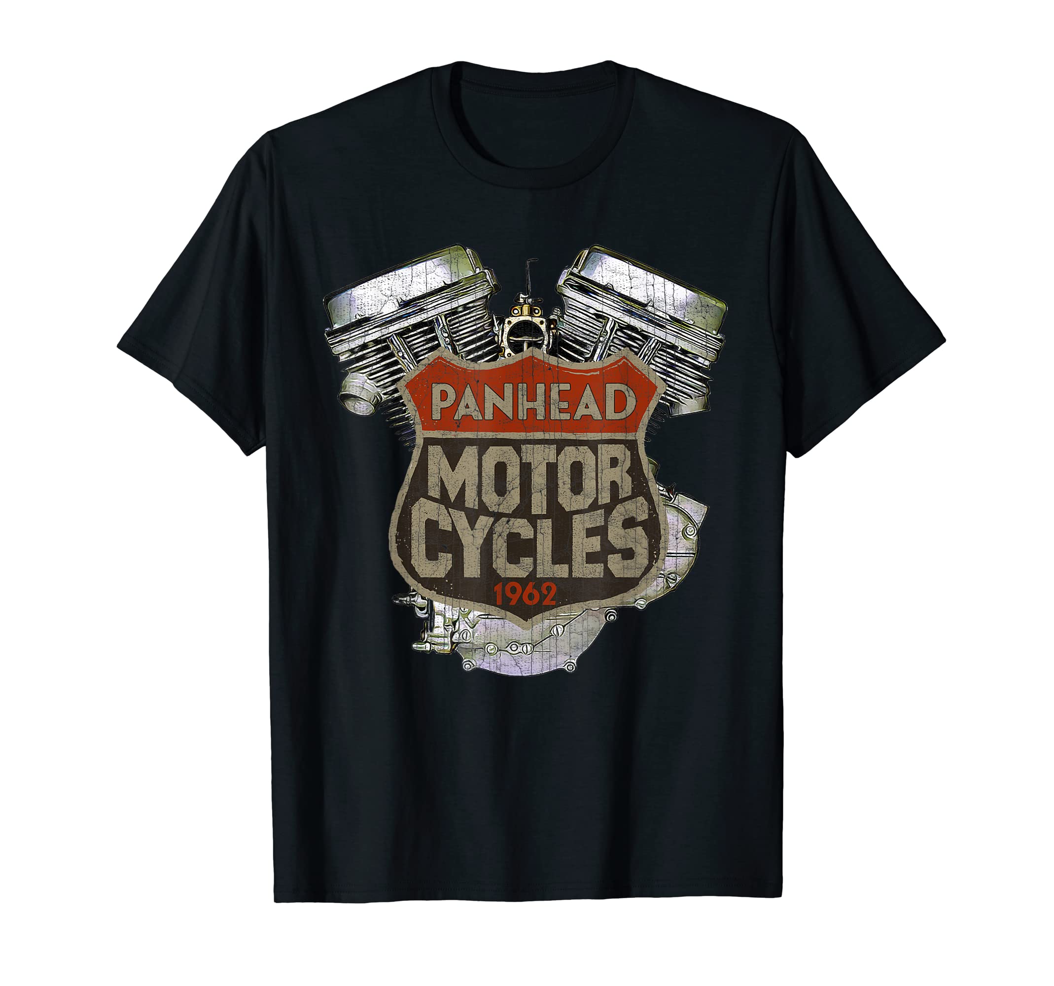 1962 Panhead Motorcycle Distressed T-Shirt - Fun Novelty Design for Adults - T-Shirt, Sweatshirt, Hoodie