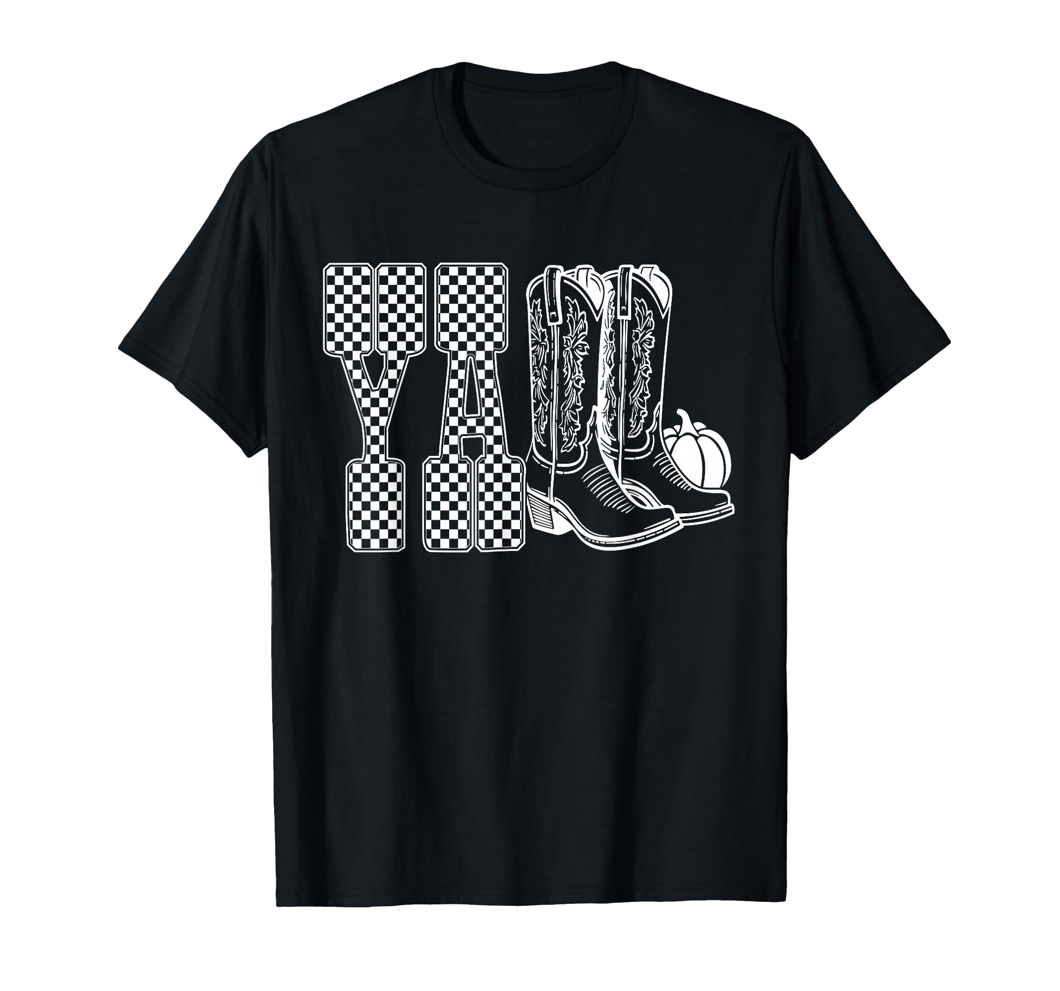 Yall Cowboy Boots Checkered Western T-Shirt - Aesthetic Graphic Men Women - T-Shirt, Sweatshirt, Hoodie
