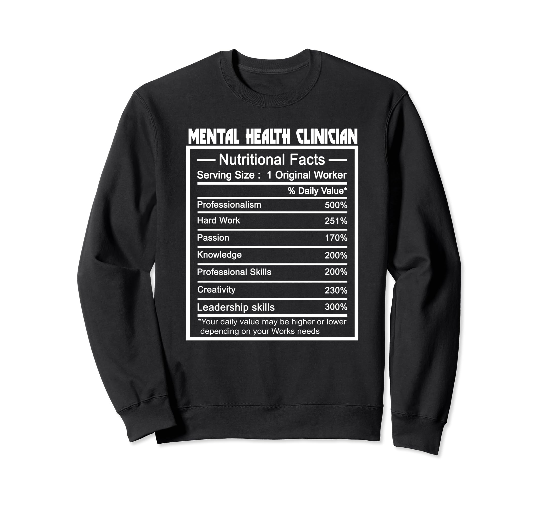 Job Title Worker Nutrition Facts Mental Sweatshirt - Graphic Print Unisex - T-Shirt, Sweatshirt, Hoodie